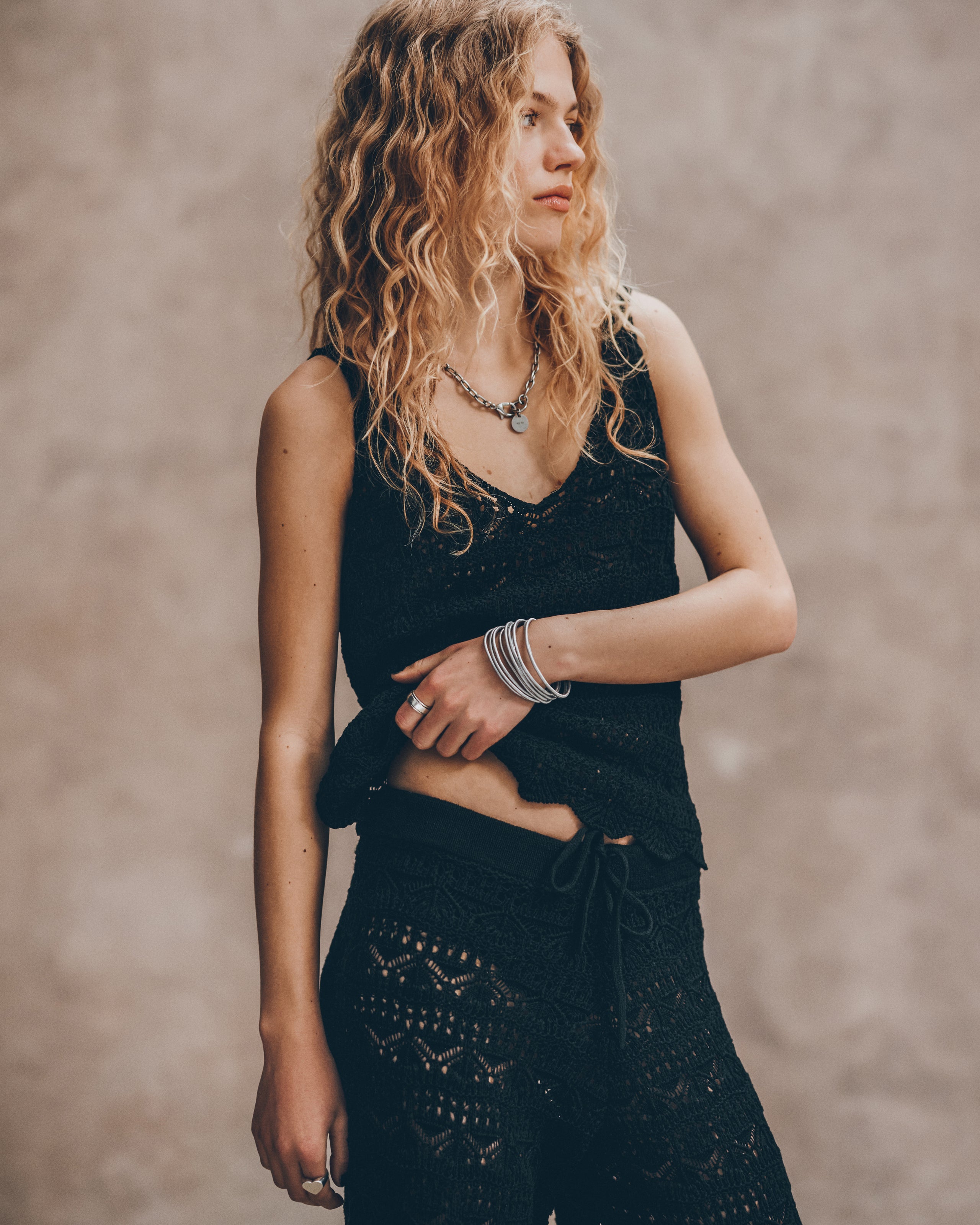 The Black Crochet Tank Top