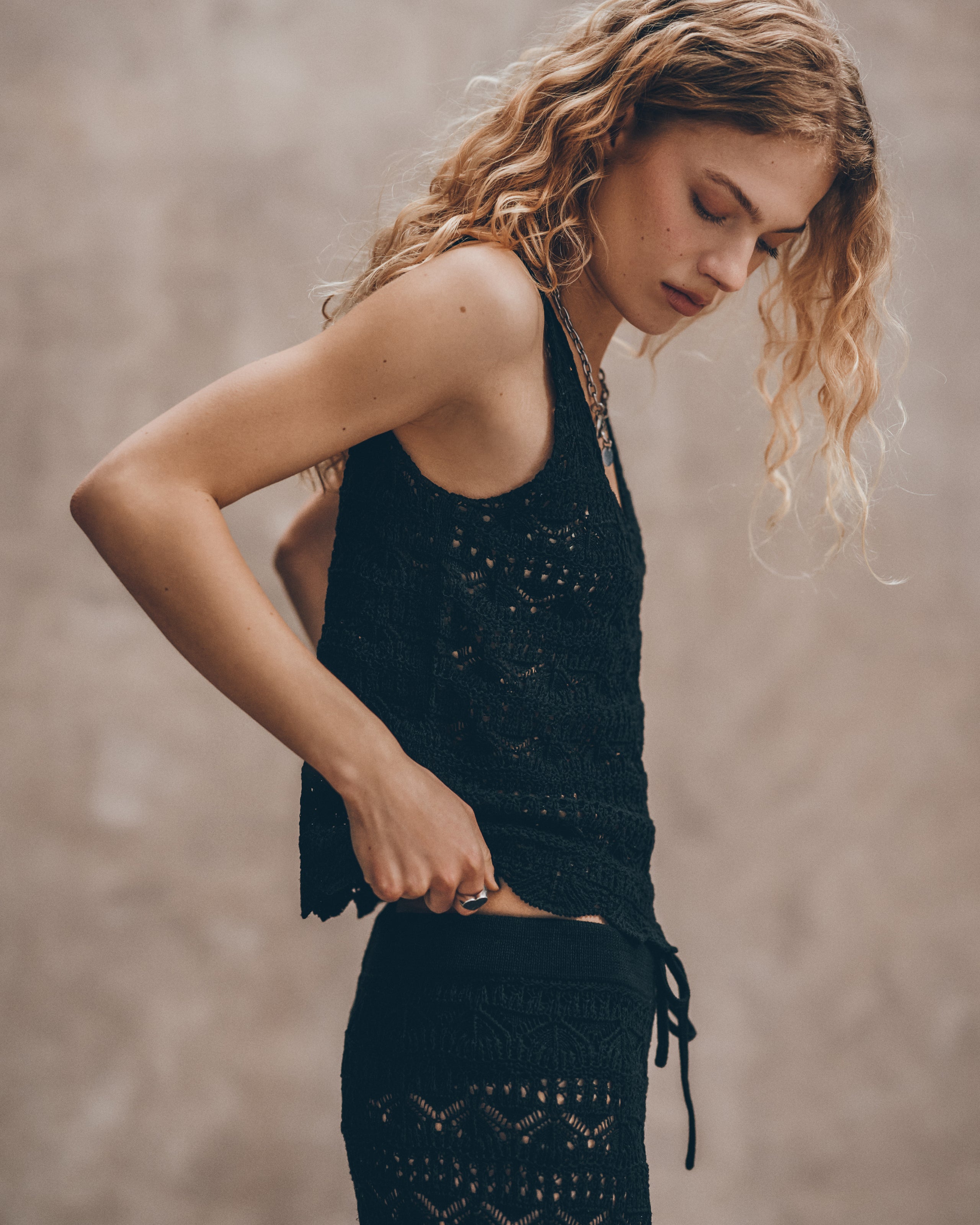 The Black Crochet Tank Top