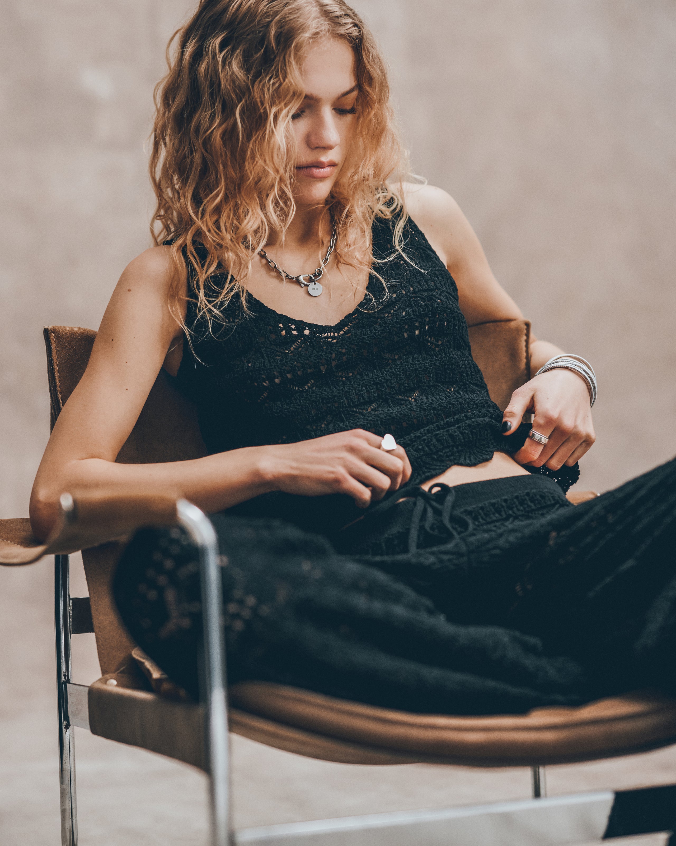 The Black Crochet Tank Top