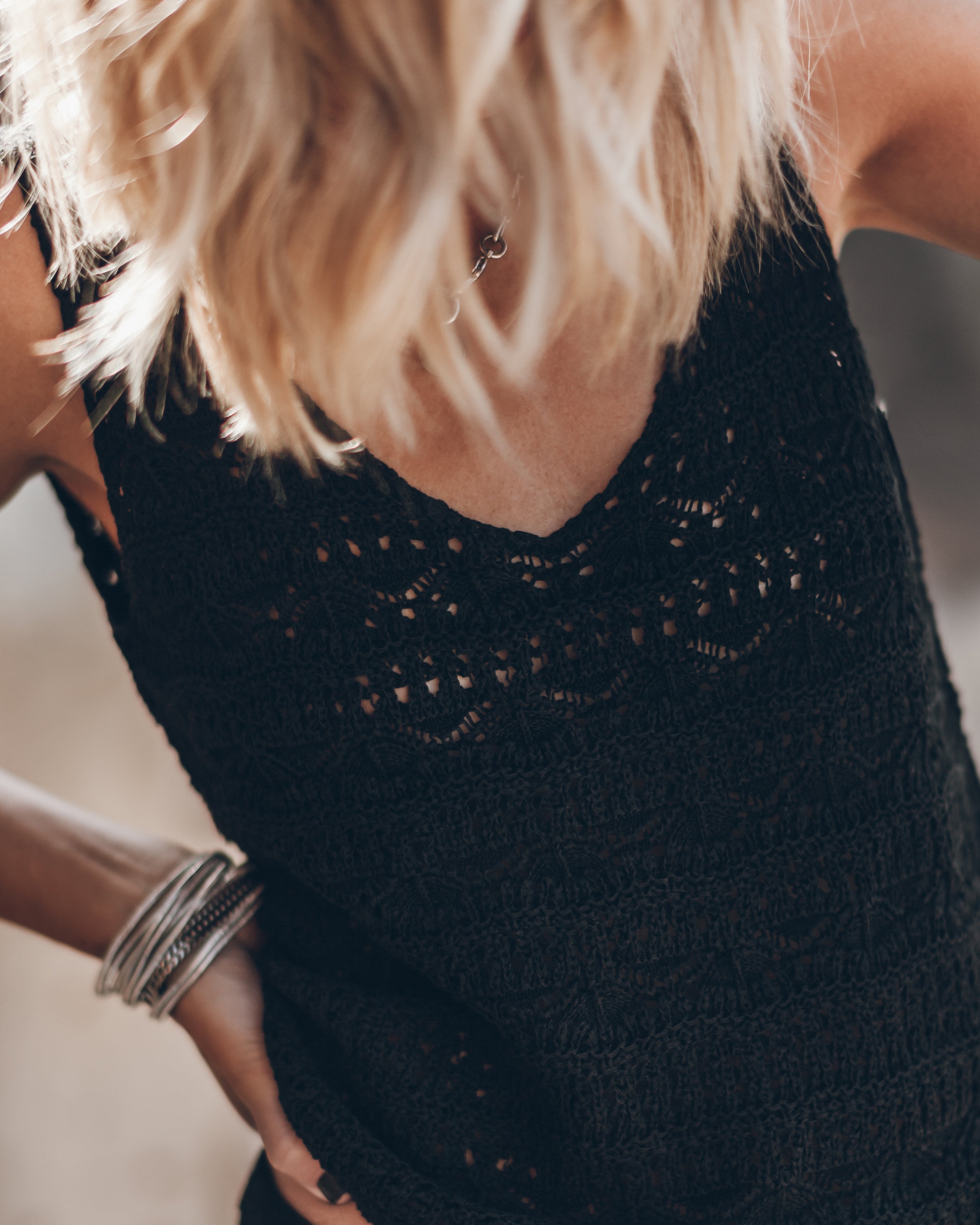 The Black Crochet Tank Top
