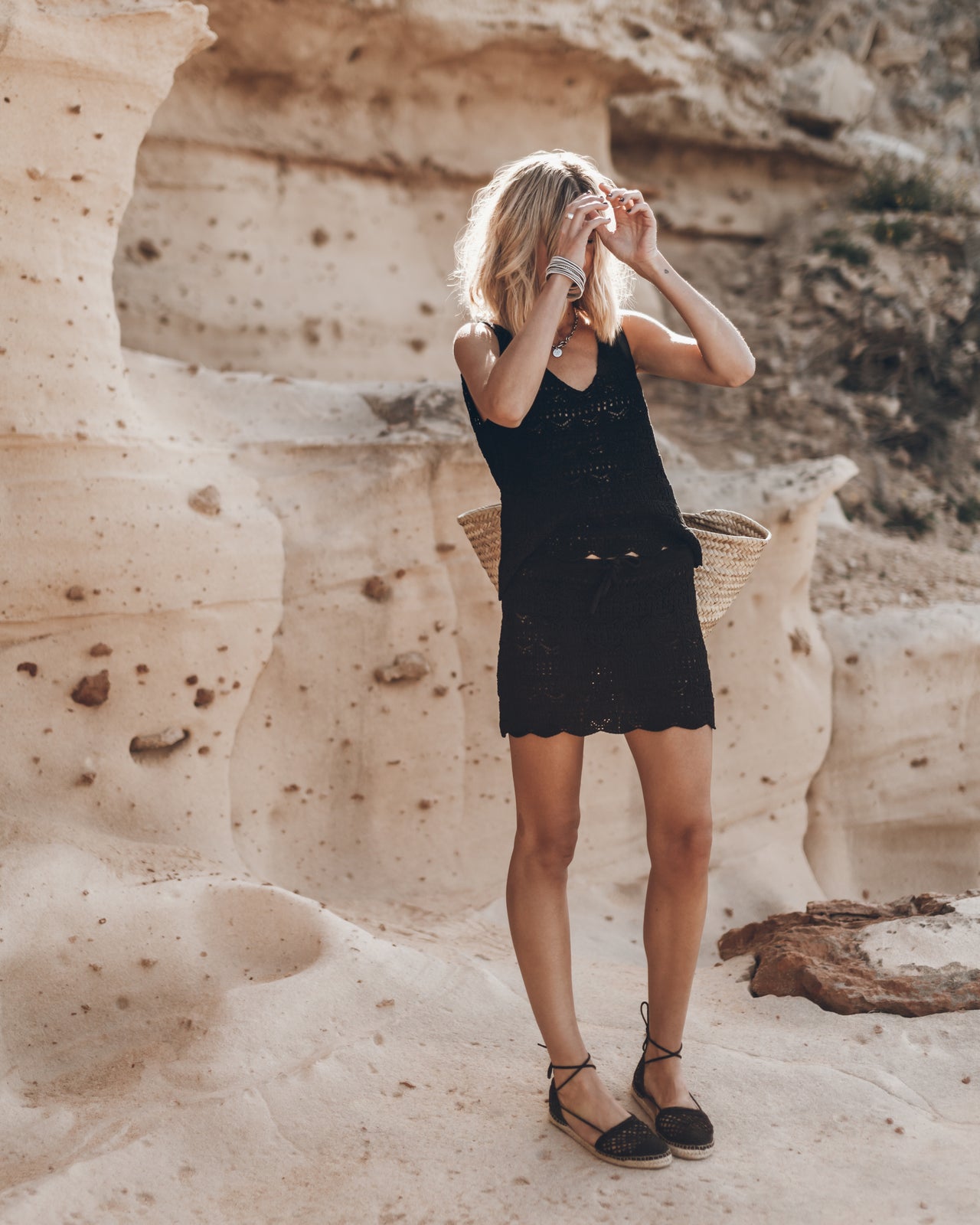 The Black Crochet Tank Top
