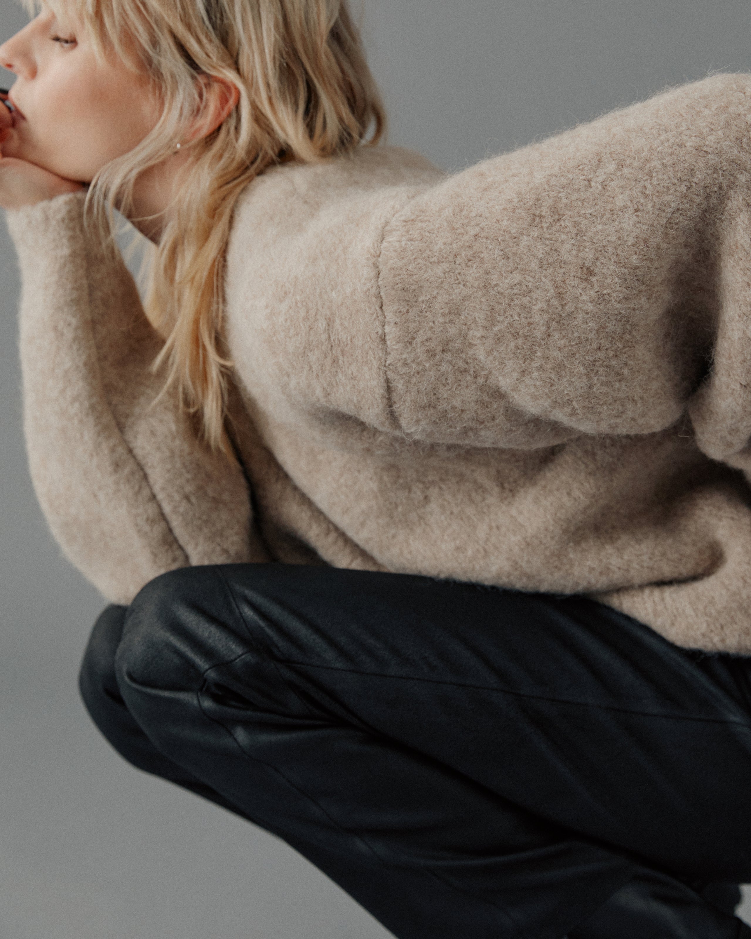 The Beige Fluffy Alpaca Knit Sweater
