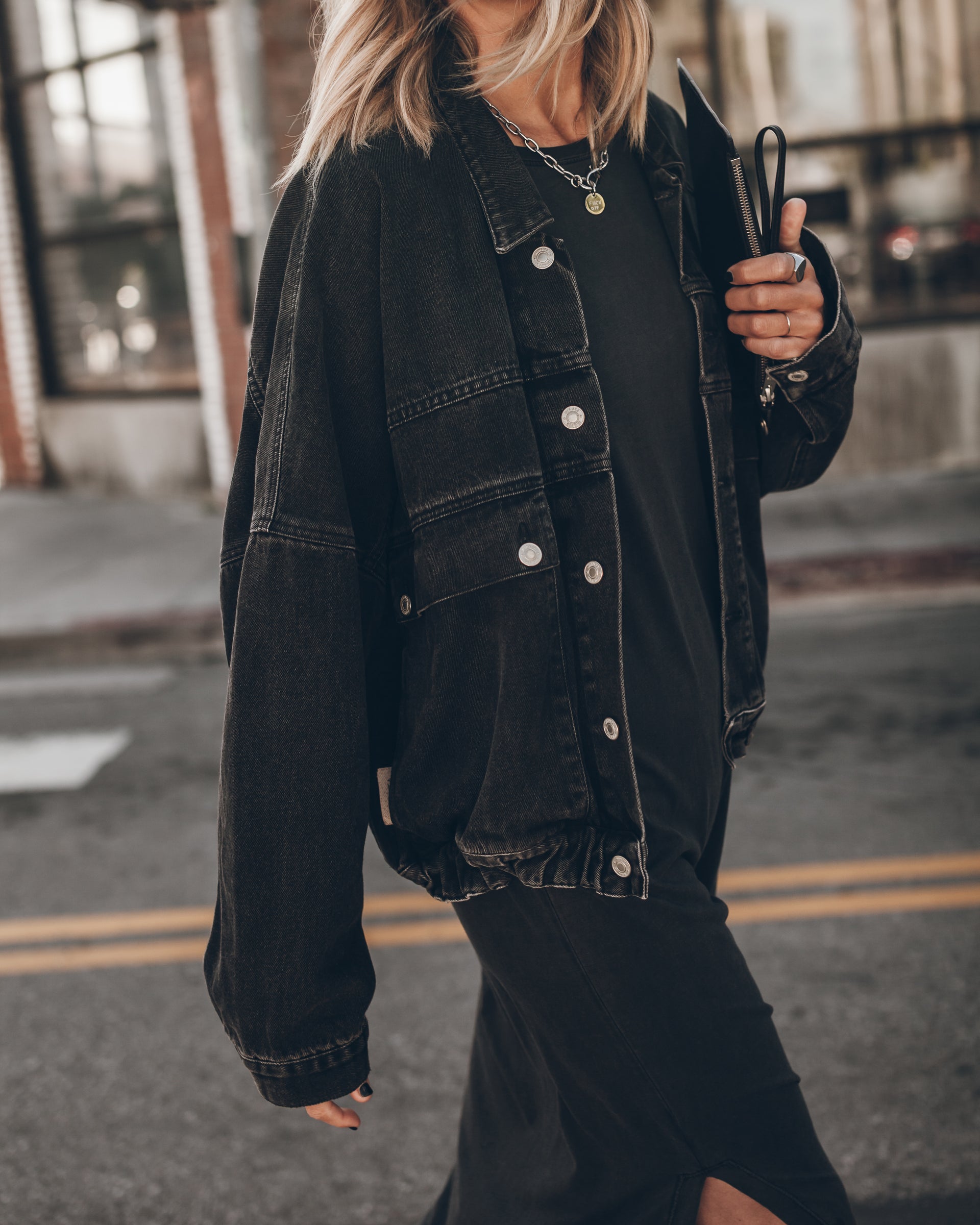 black denim mini dress MIKUTA