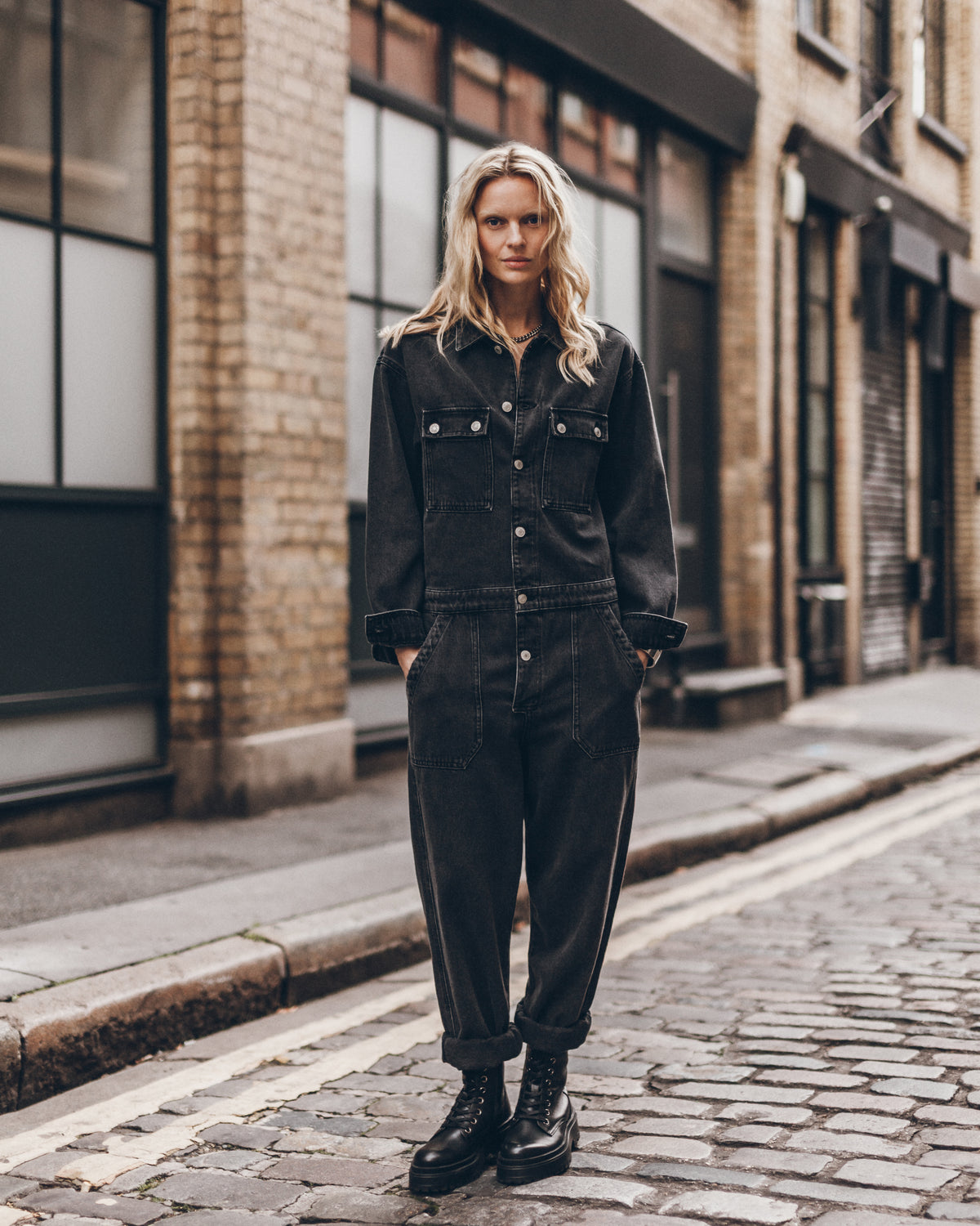 The Black Denim Jumpsuit