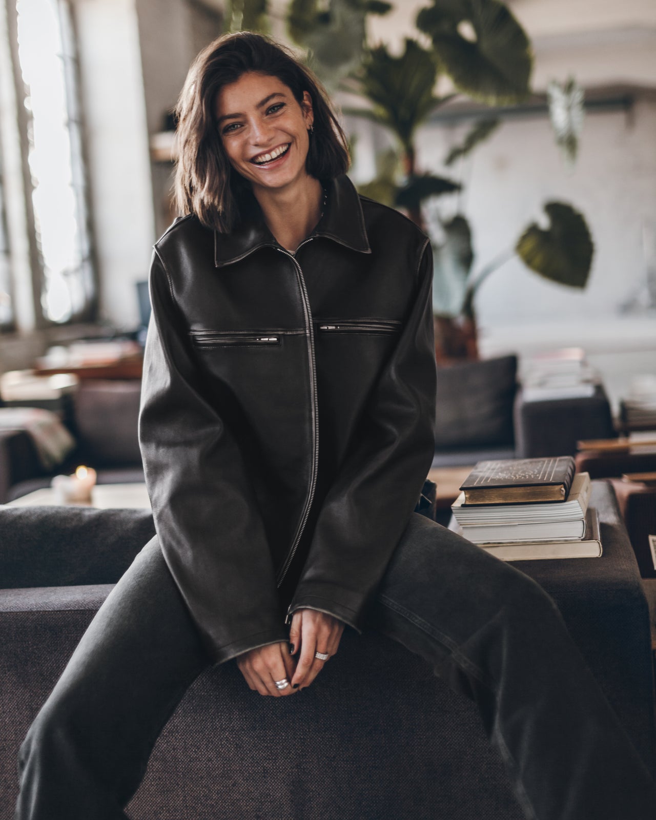 The Black Faded Straight Leather Jacket