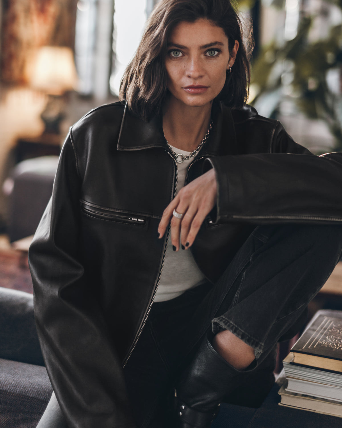 The Black Faded Straight Leather Jacket