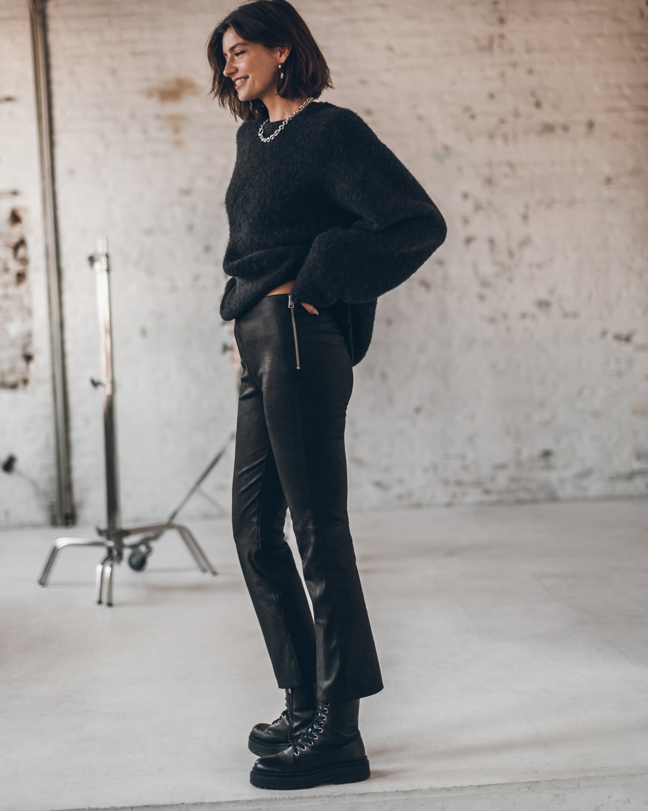 The Black Cropped Leather Pants