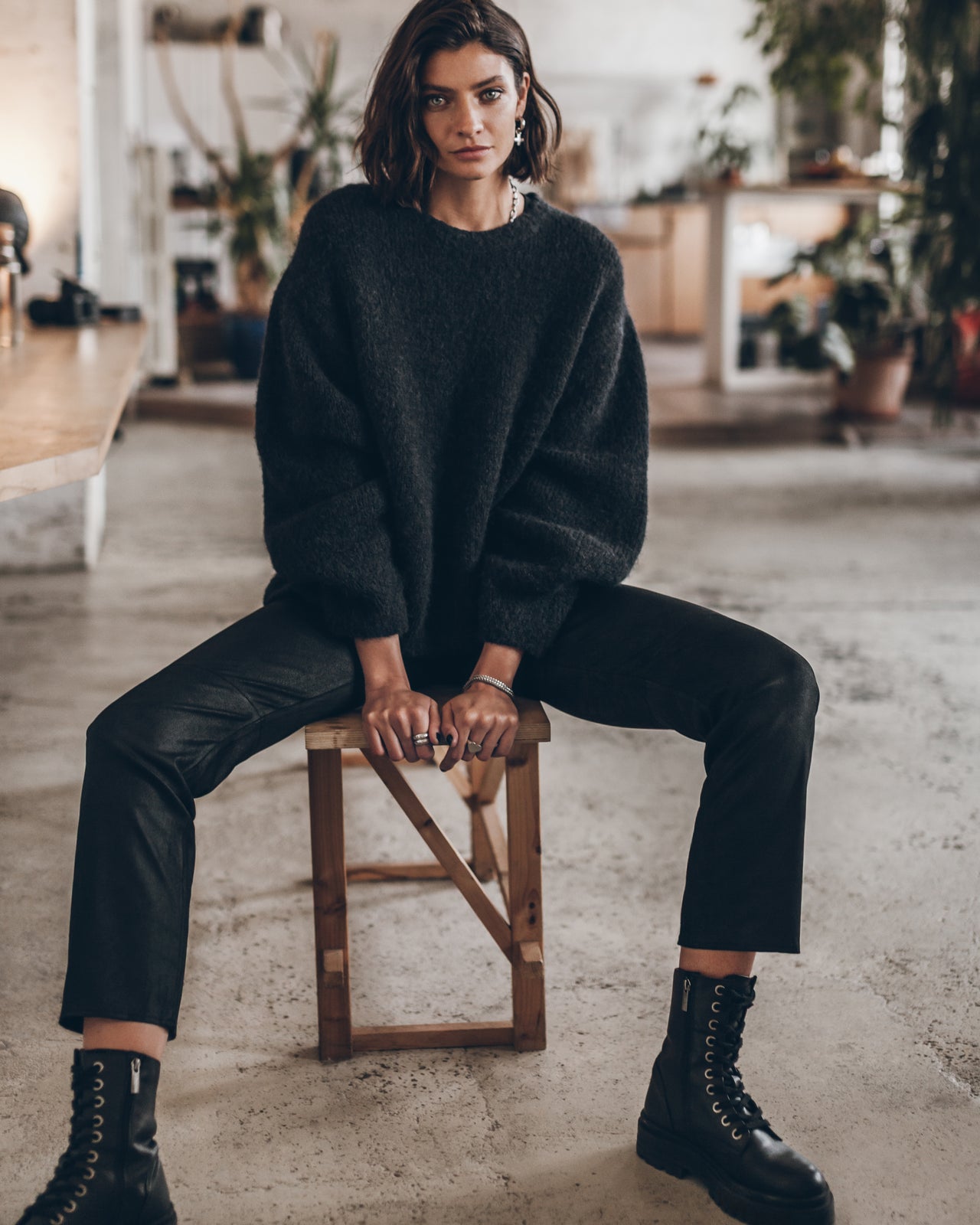 The Black Cropped Leather Pants