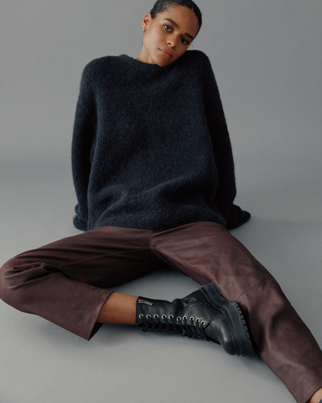 The Burgundy Straight Leather Pants