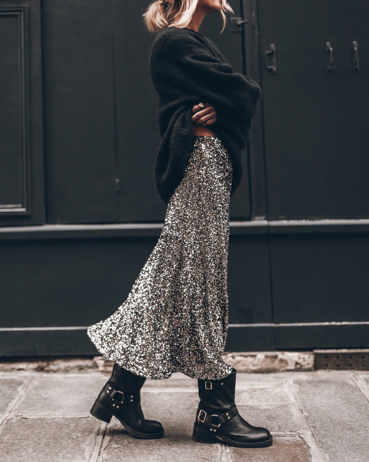 The Dark Long Sequin Skirt
