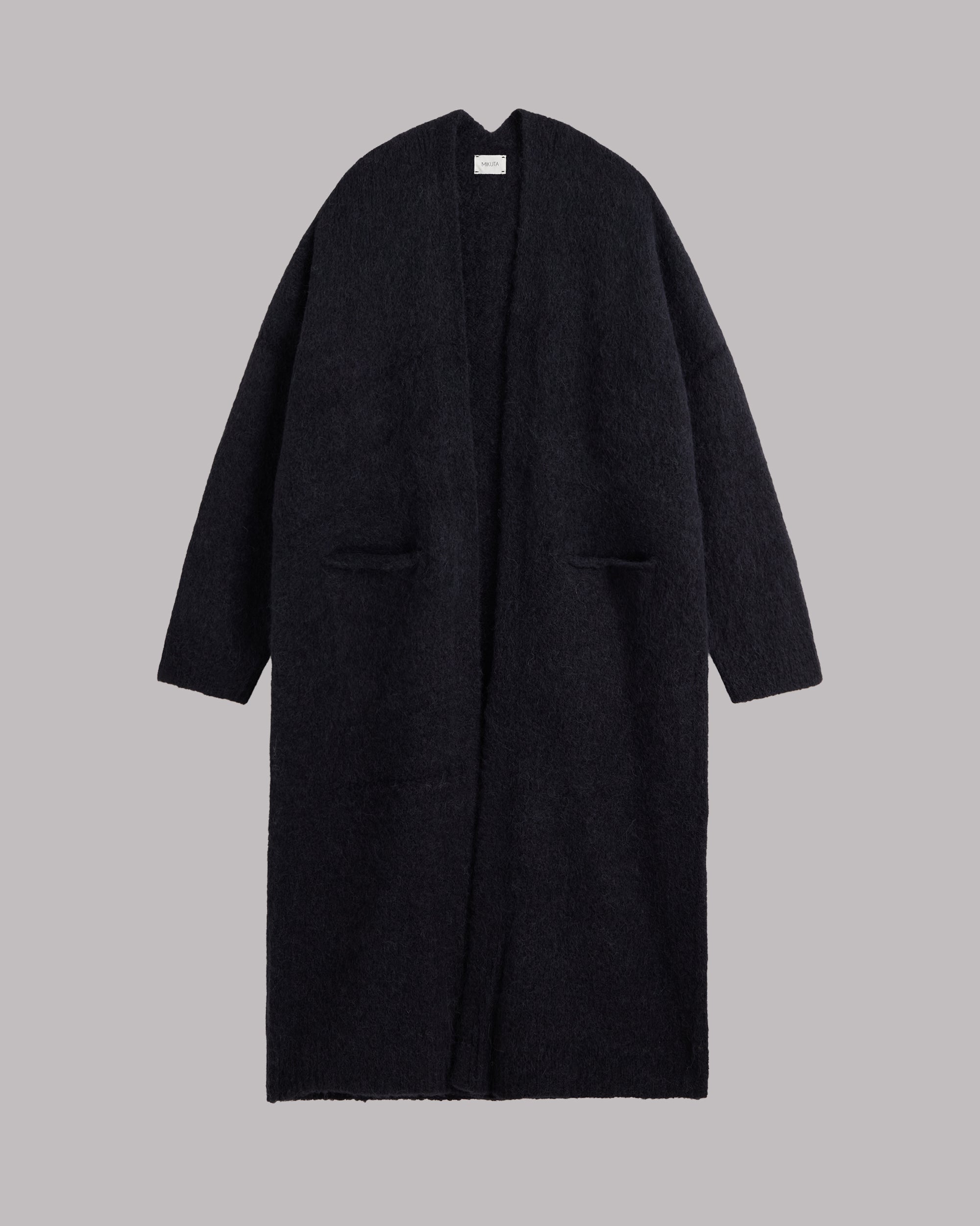 The Black Fluffy Alpaca Long Cardigan