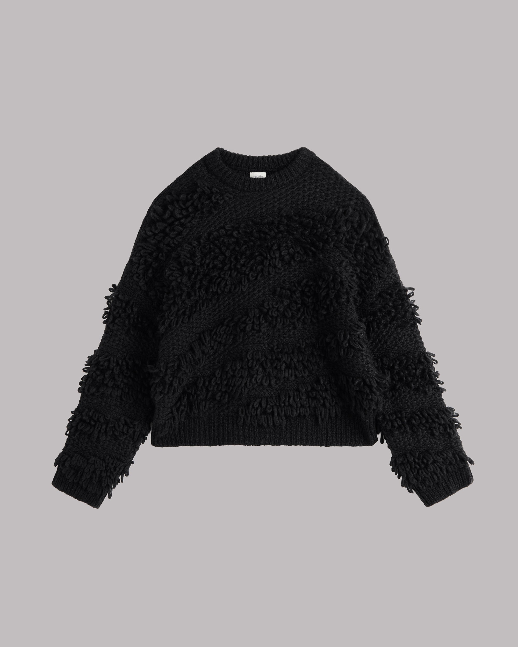 The Black Frayed Knit Sweater