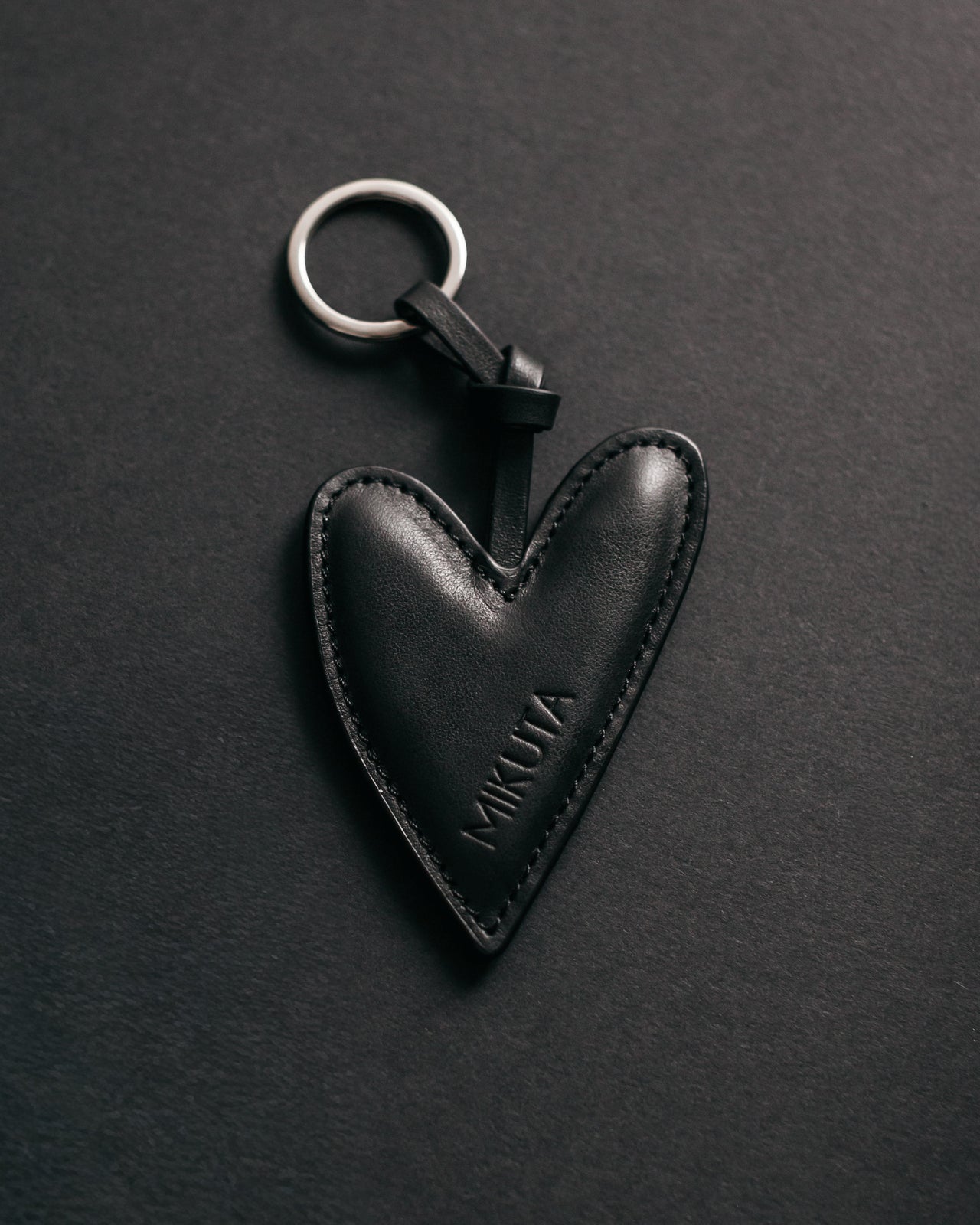 The Black Heart Leather Key Ring