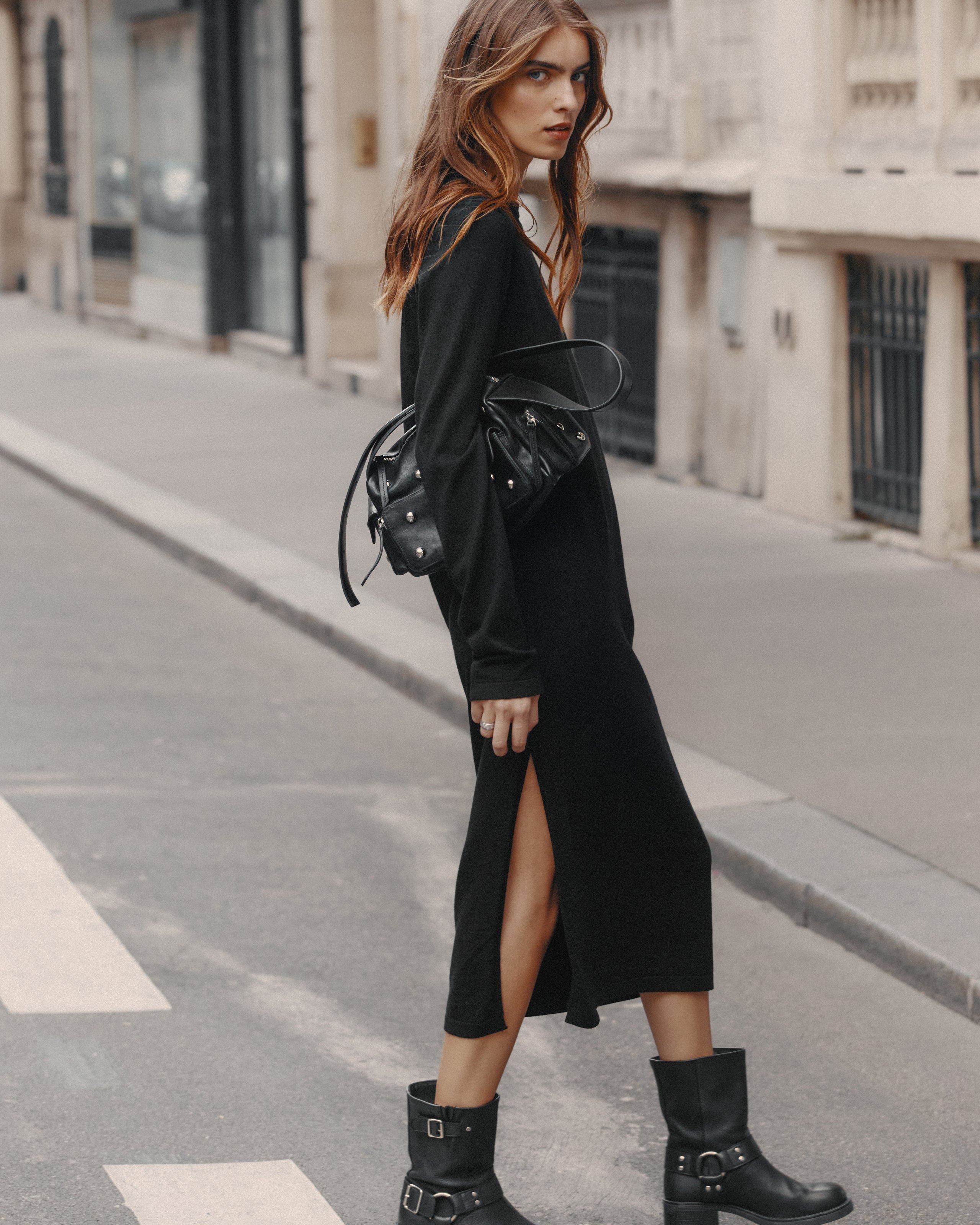 The Black Knit Longsleeve Dress