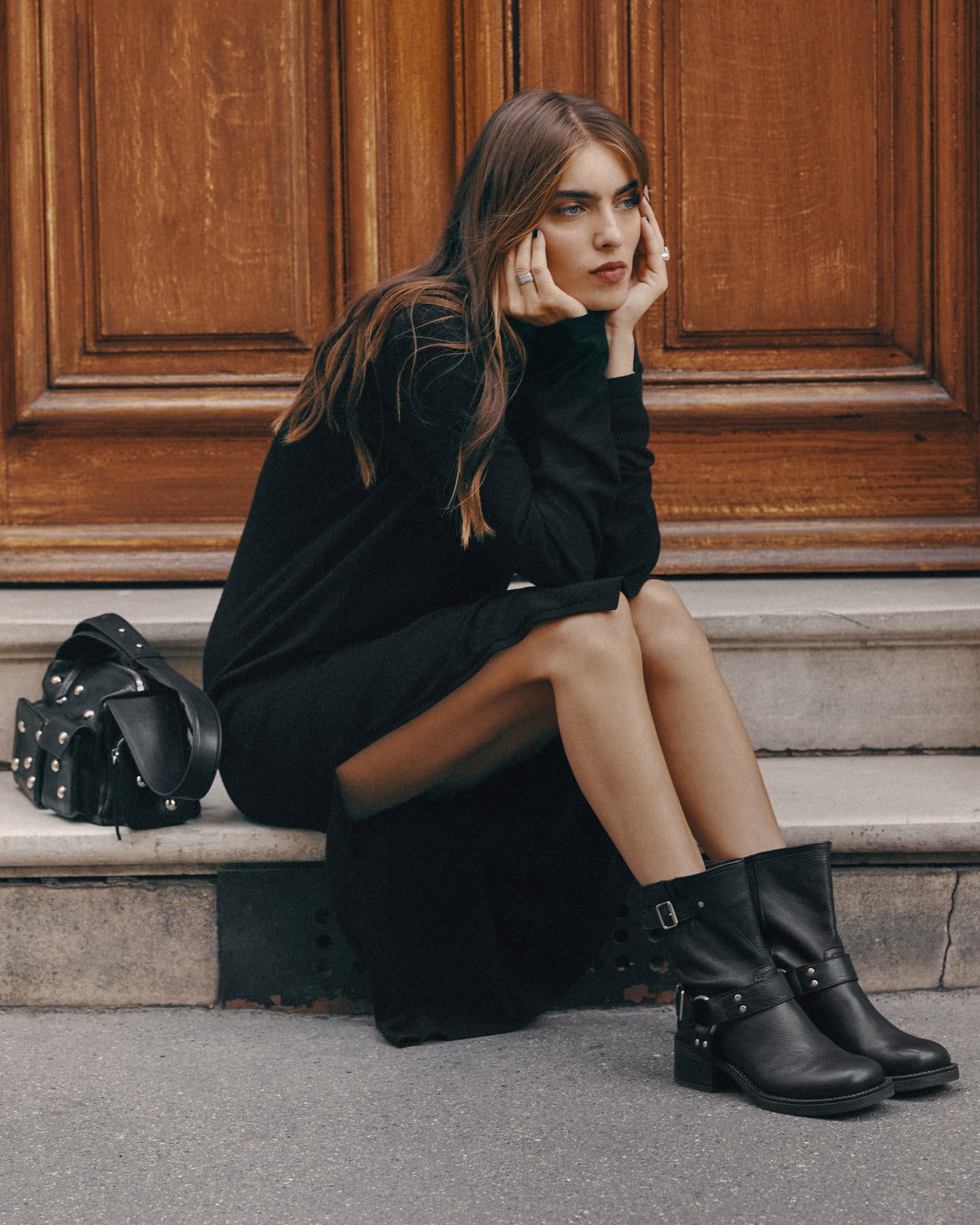 The Black Knit Longsleeve Dress