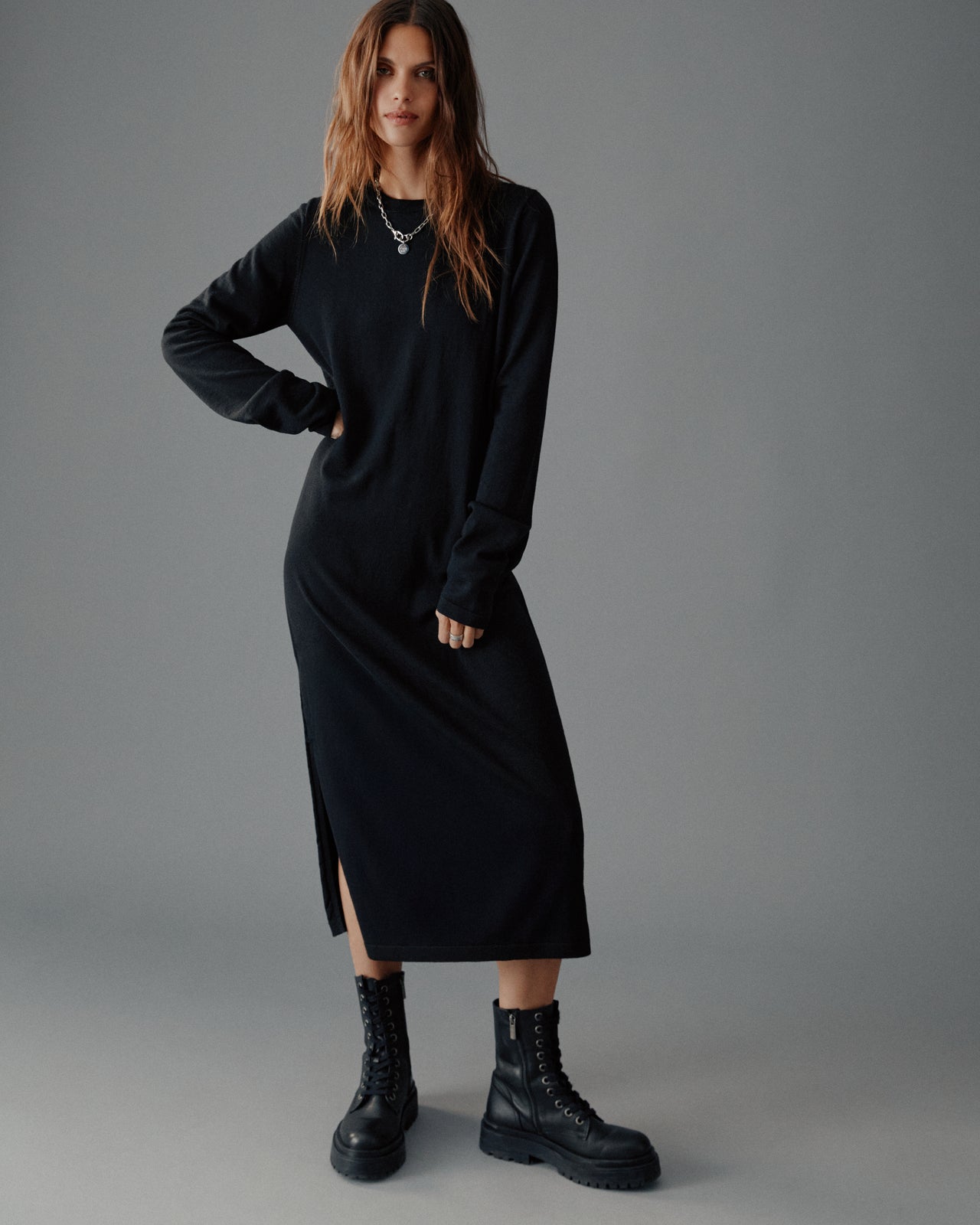 The Black Knit Longsleeve Dress
