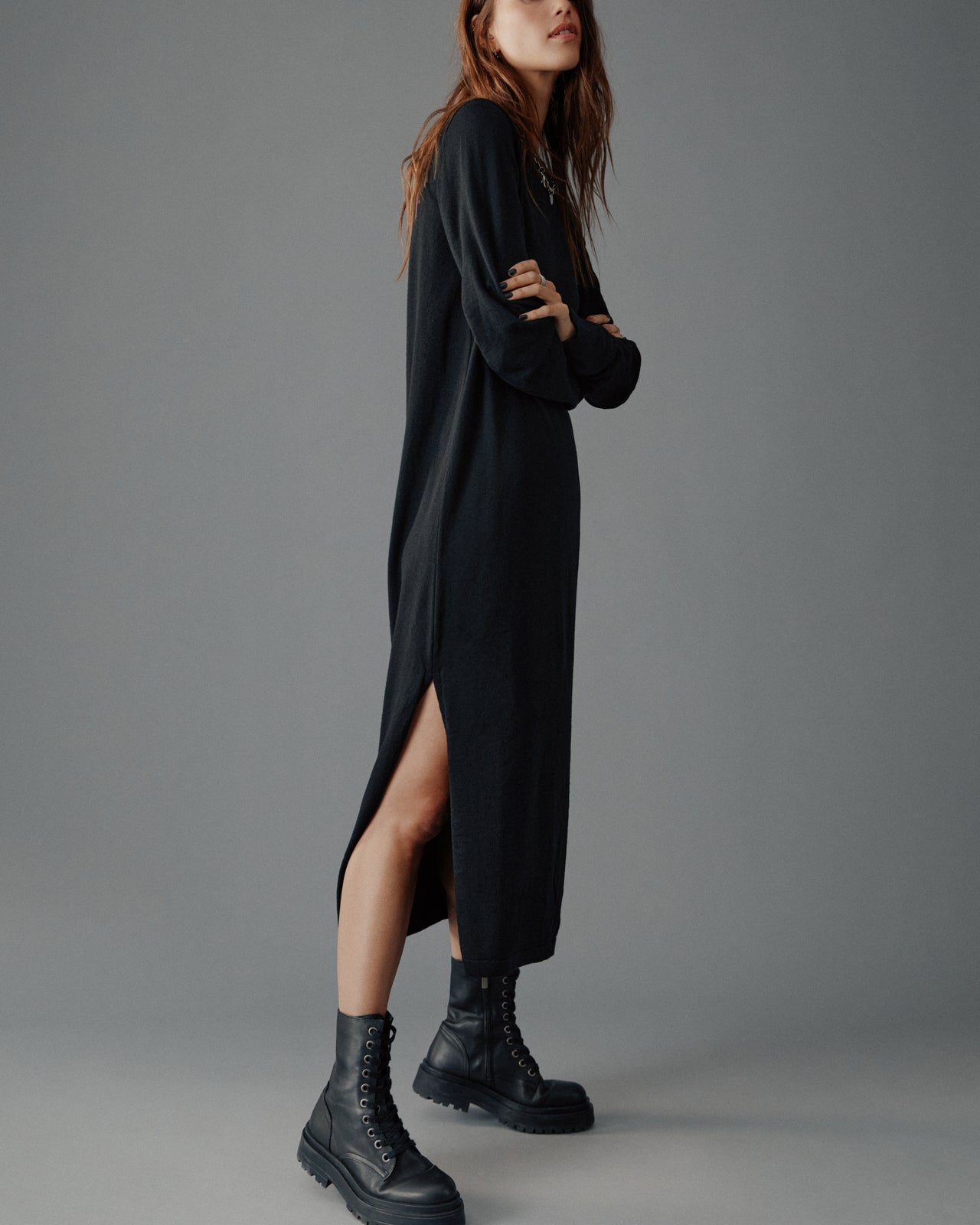 The Black Knit Longsleeve Dress