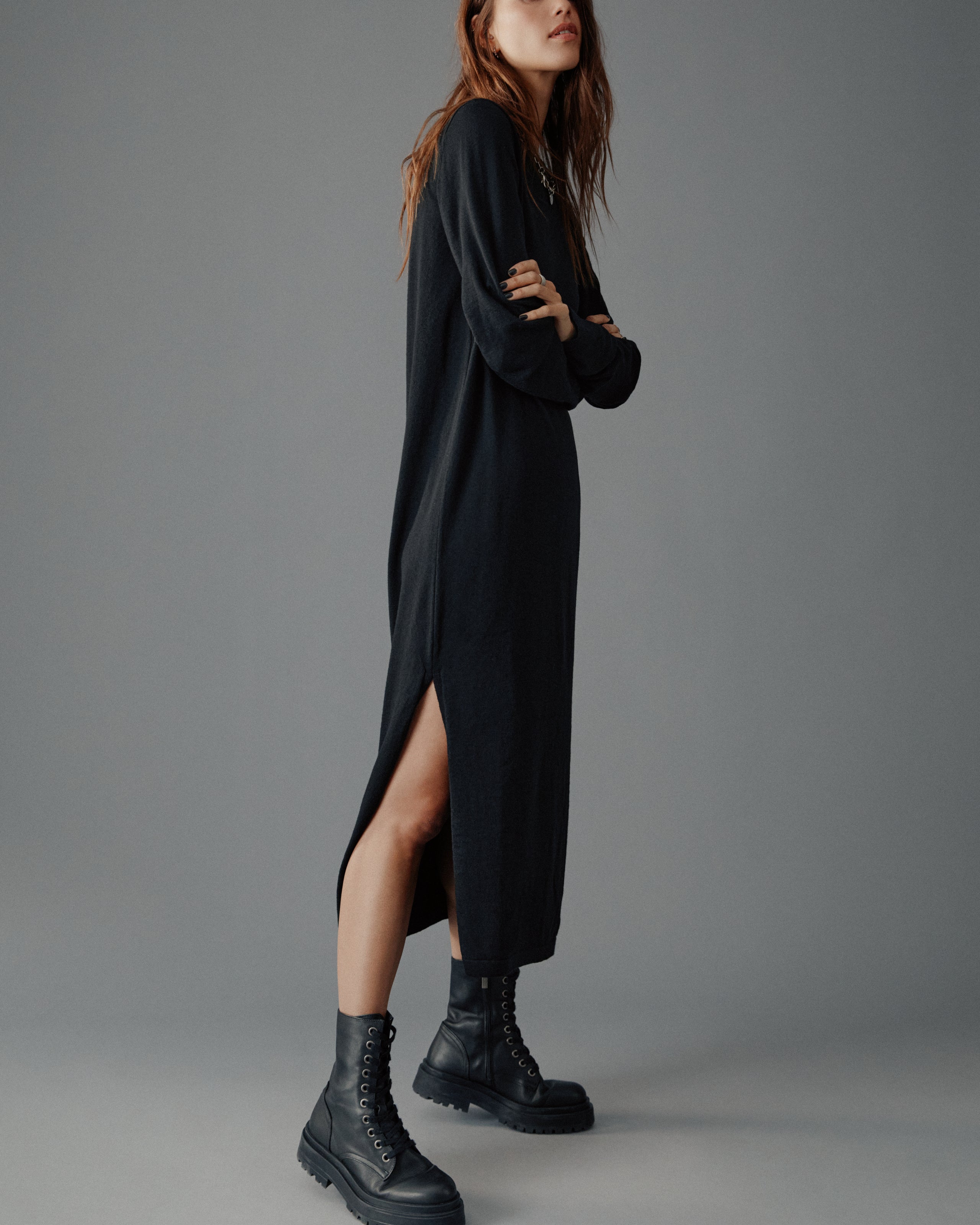 The Black Knit Longsleeve Dress
