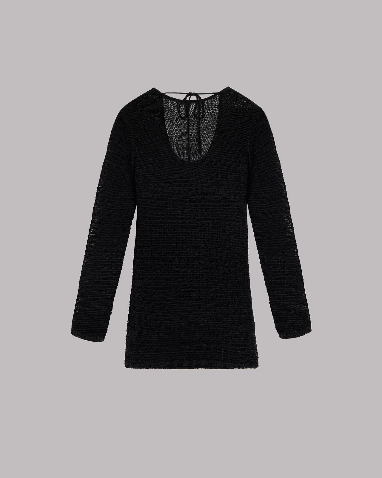 The Black Knitted Low Back Longsleeve Dress