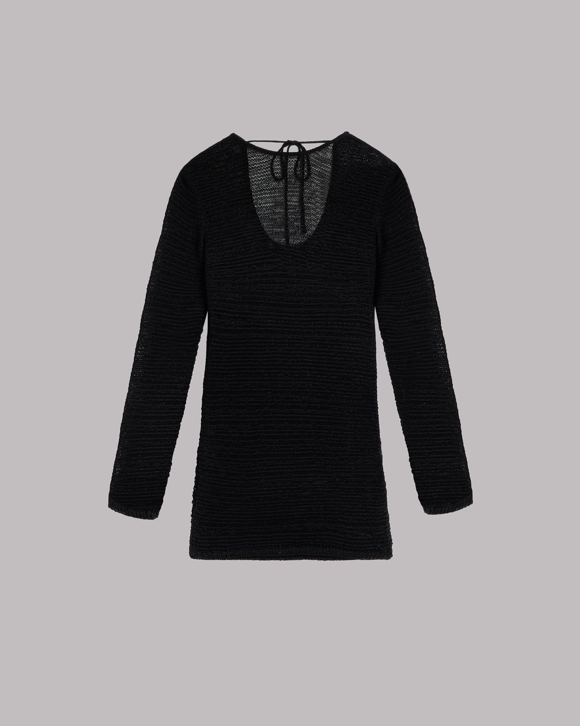 The Black Knitted Low Back Longsleeve Dress