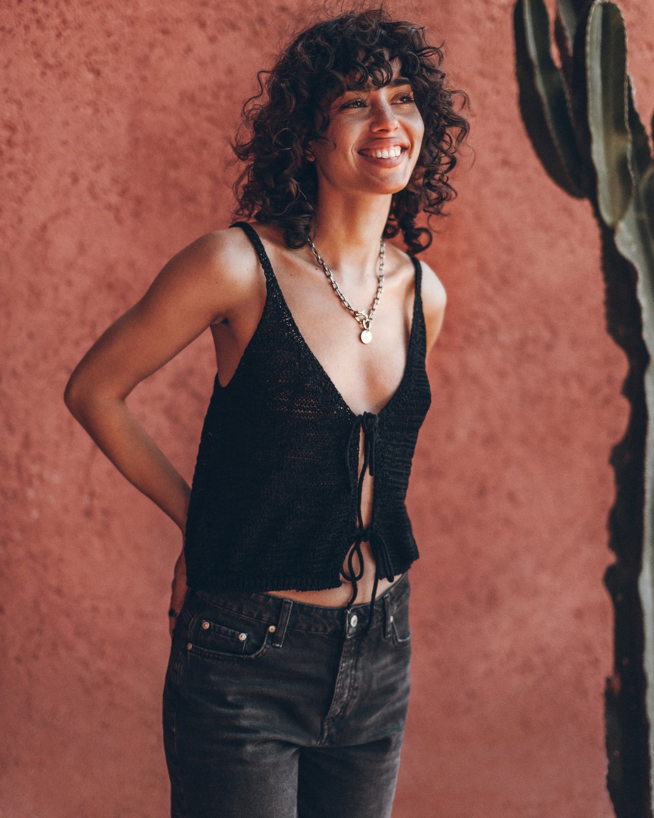 The Black Knitted Vest Top