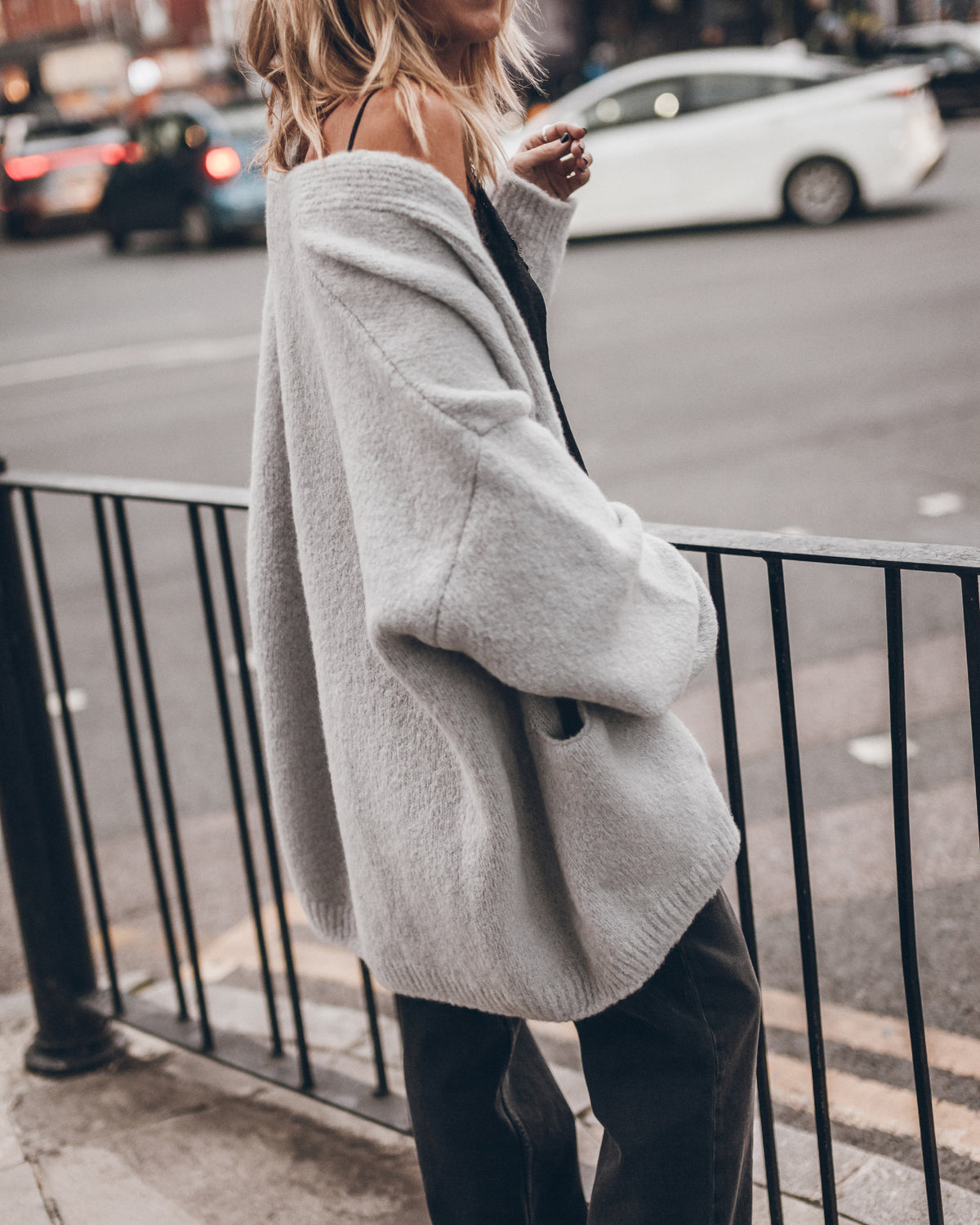 The Light Grey Fluffy Alpaca Short Cardigan