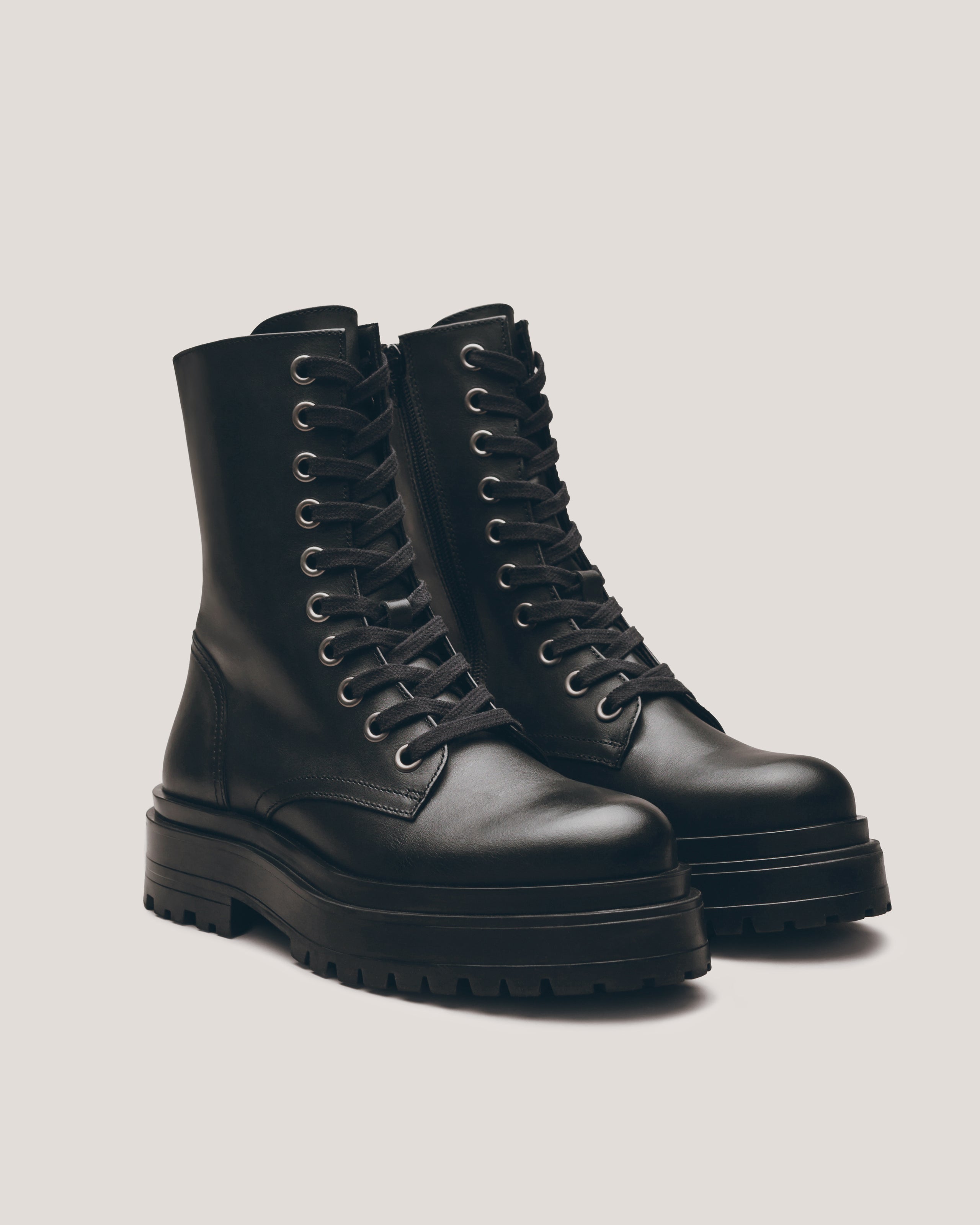 The Black Laced Leather Boots