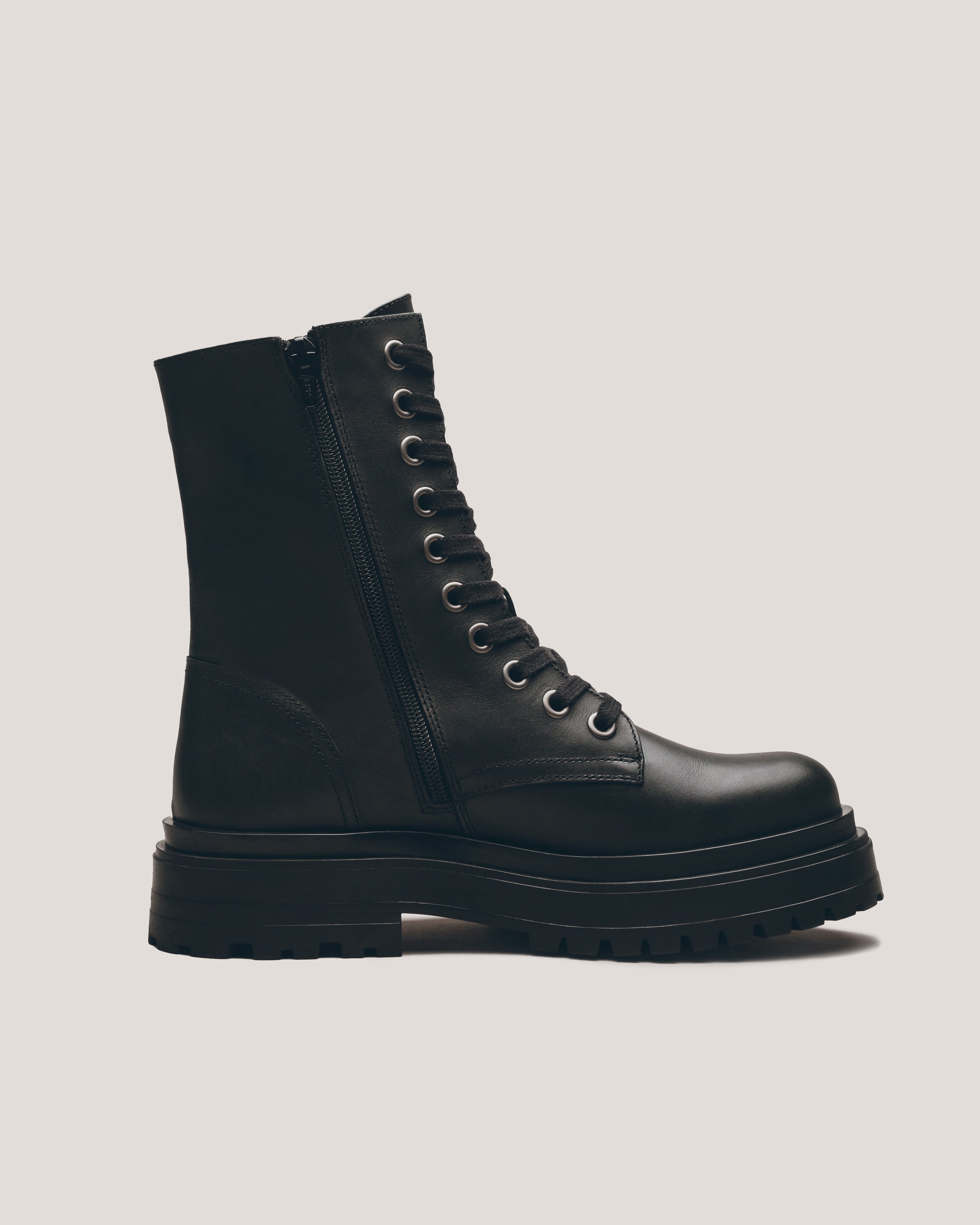 The Black Laced Leather Boots