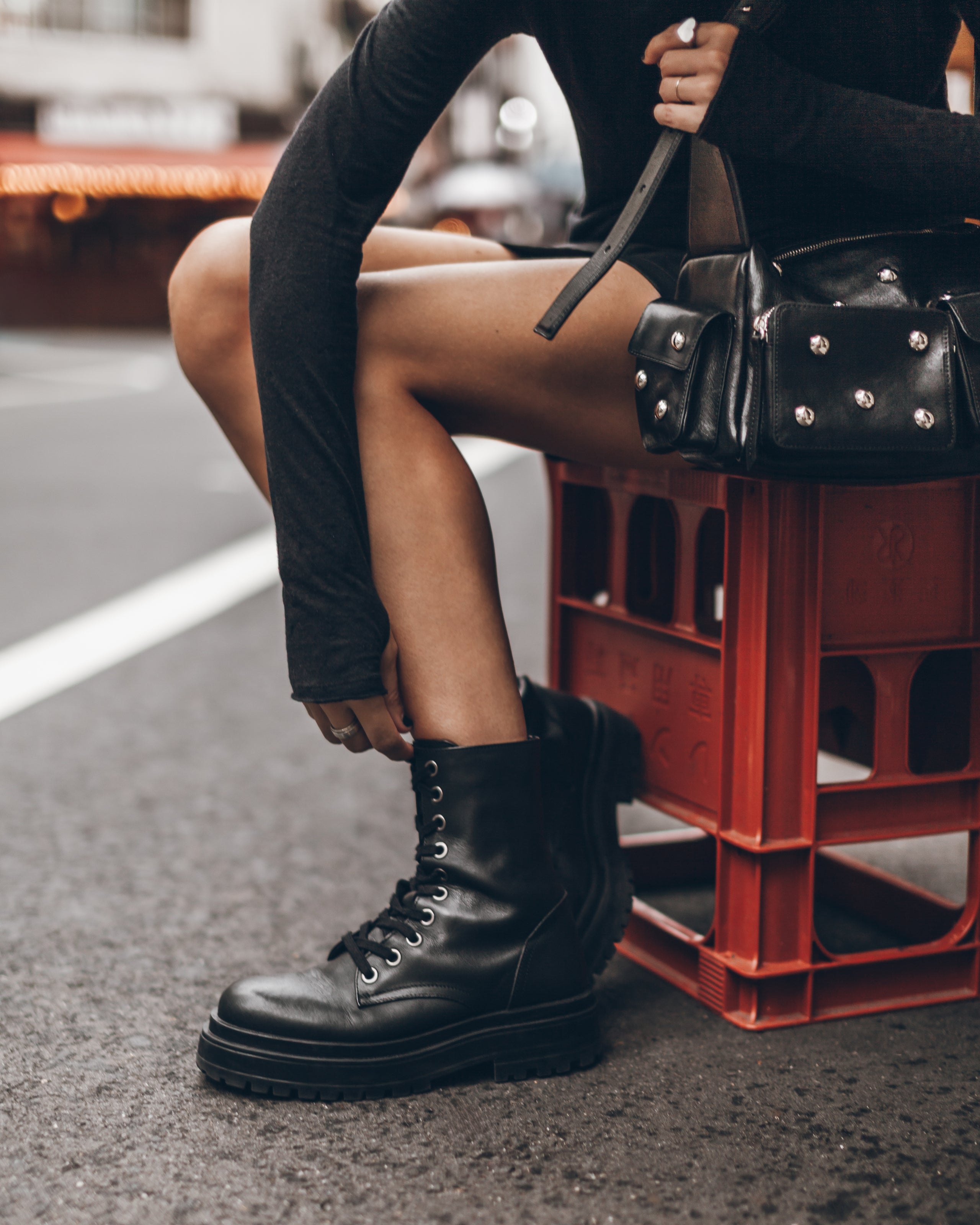 The Black Laced Leather Boots