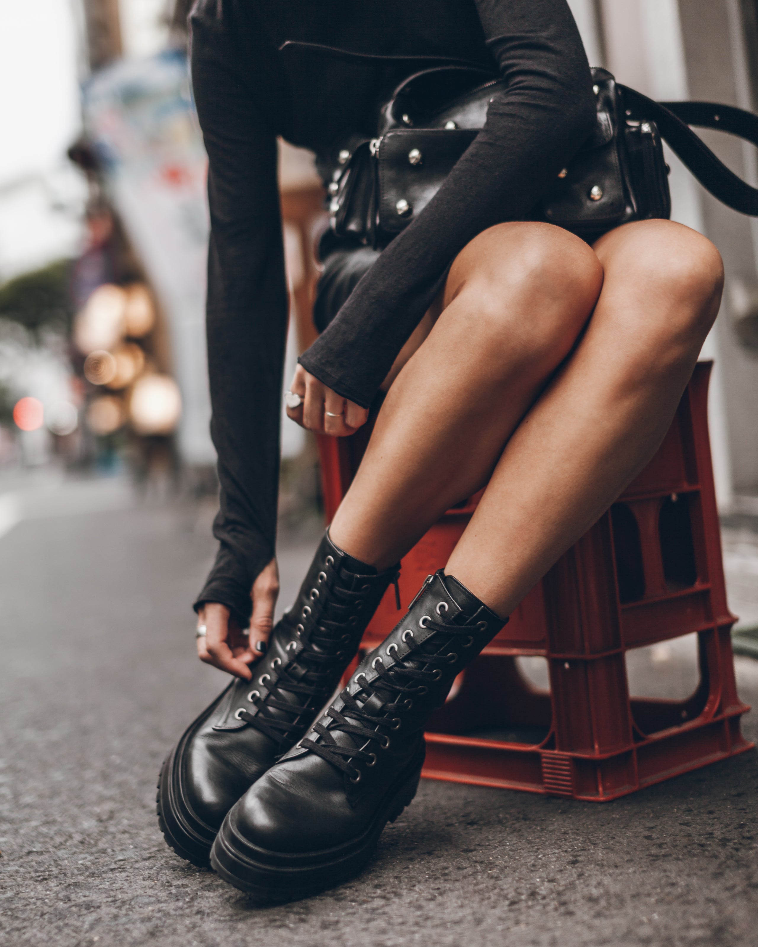 The Black Laced Leather Boots