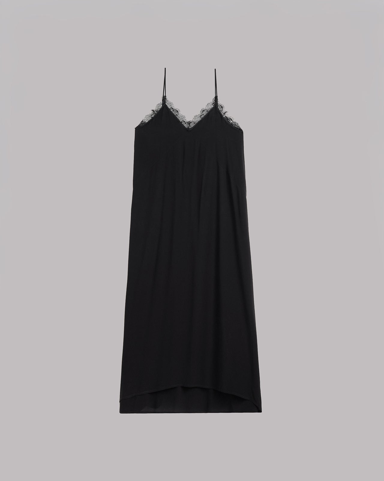 The Black Laced Long Slip Dress