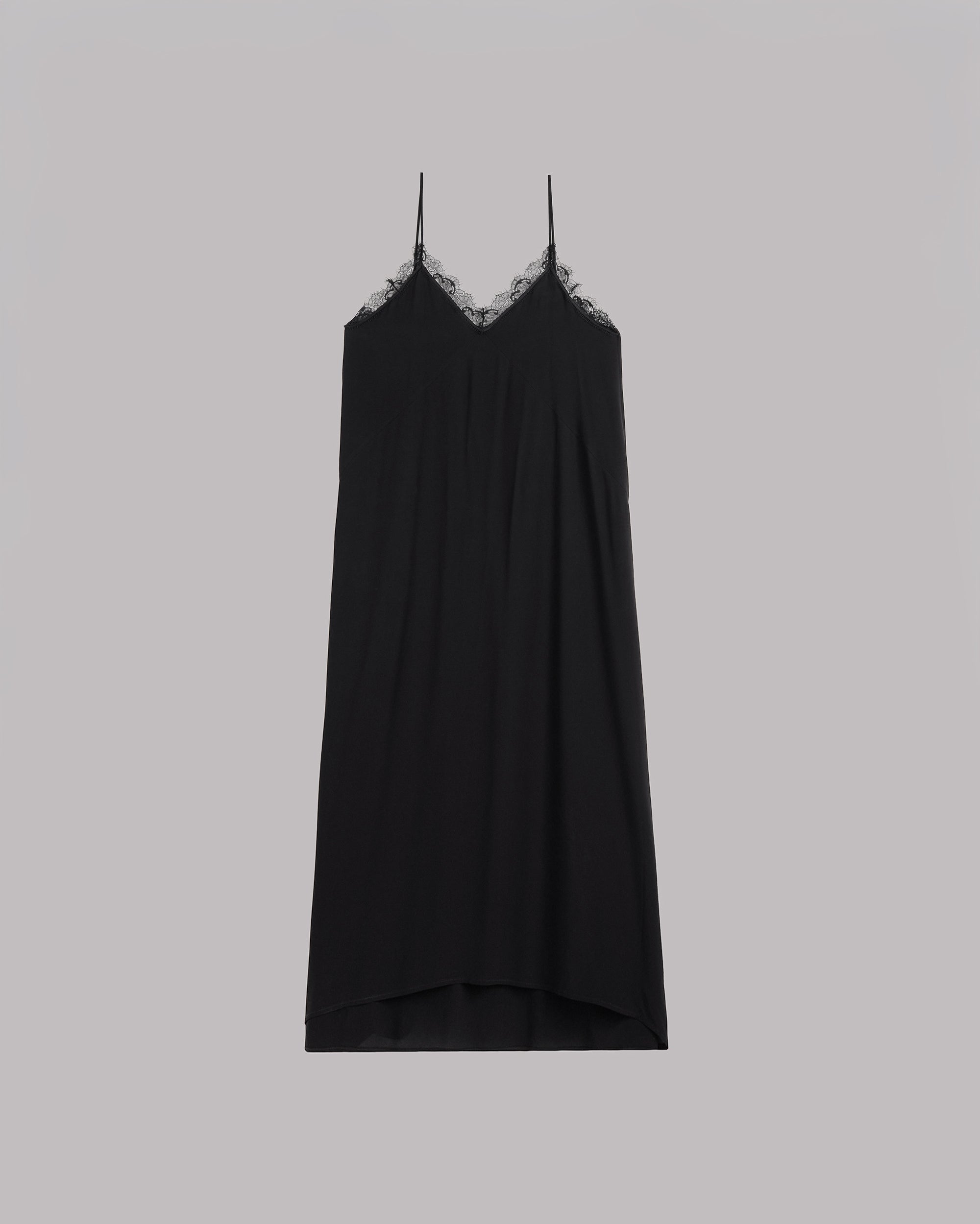 The Black Laced Long Slip Dress