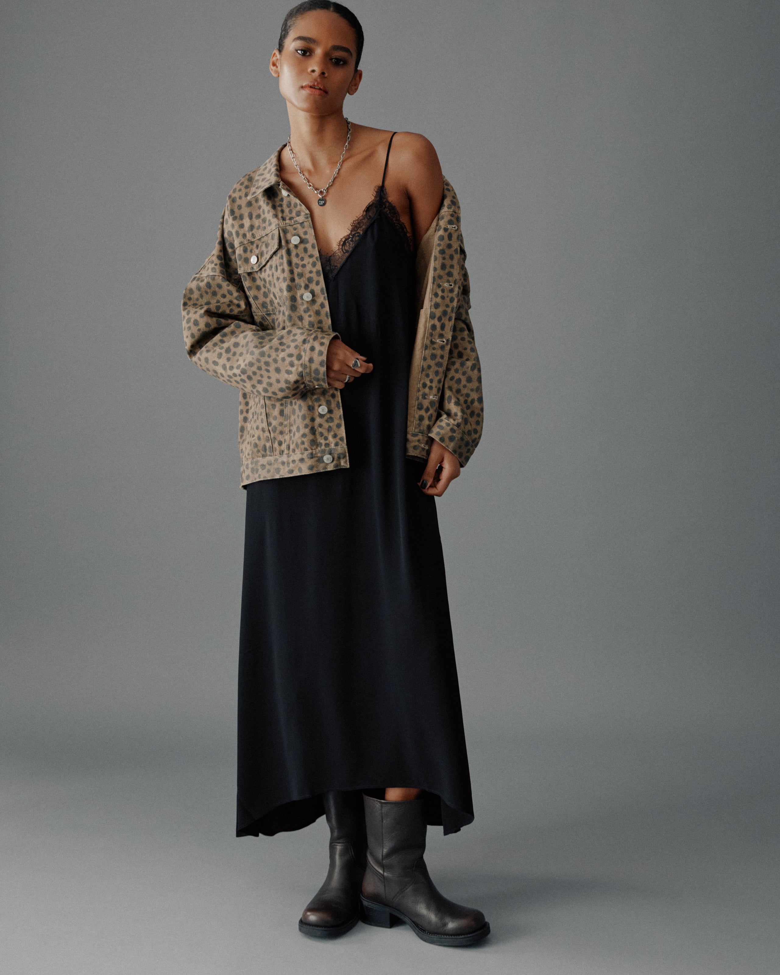 The Black Laced Long Slip Dress