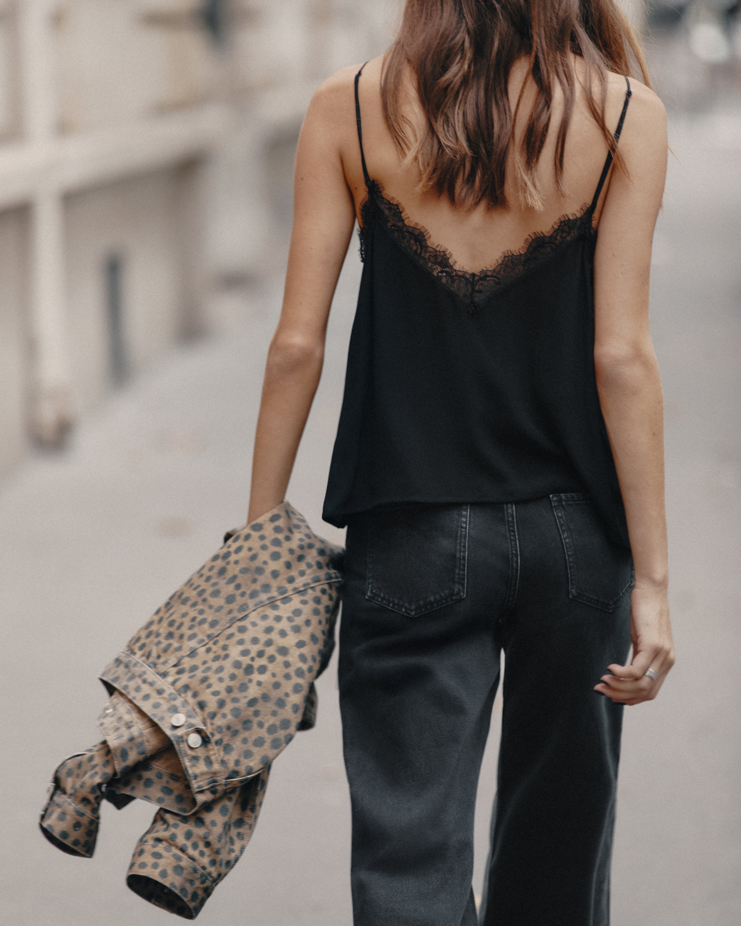 The Black Laced Slip Top