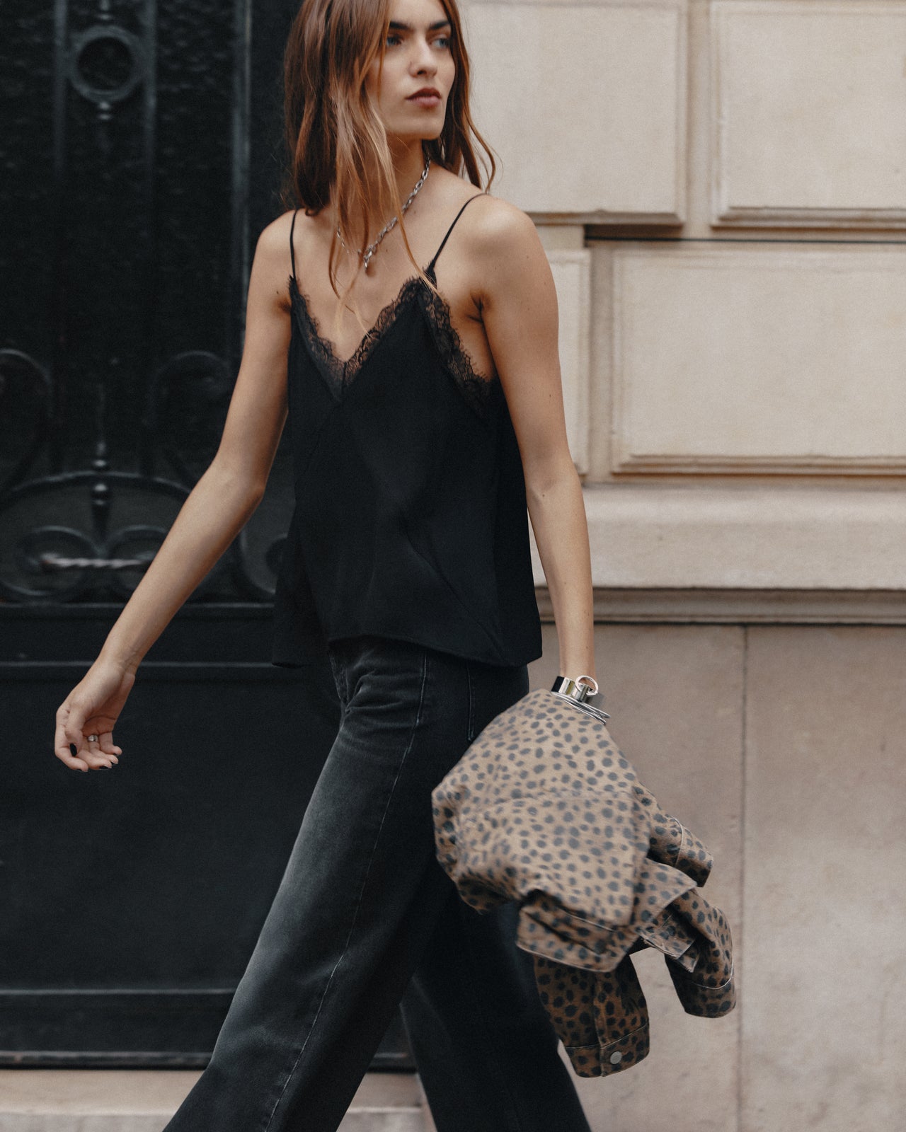 The Black Laced Slip Top
