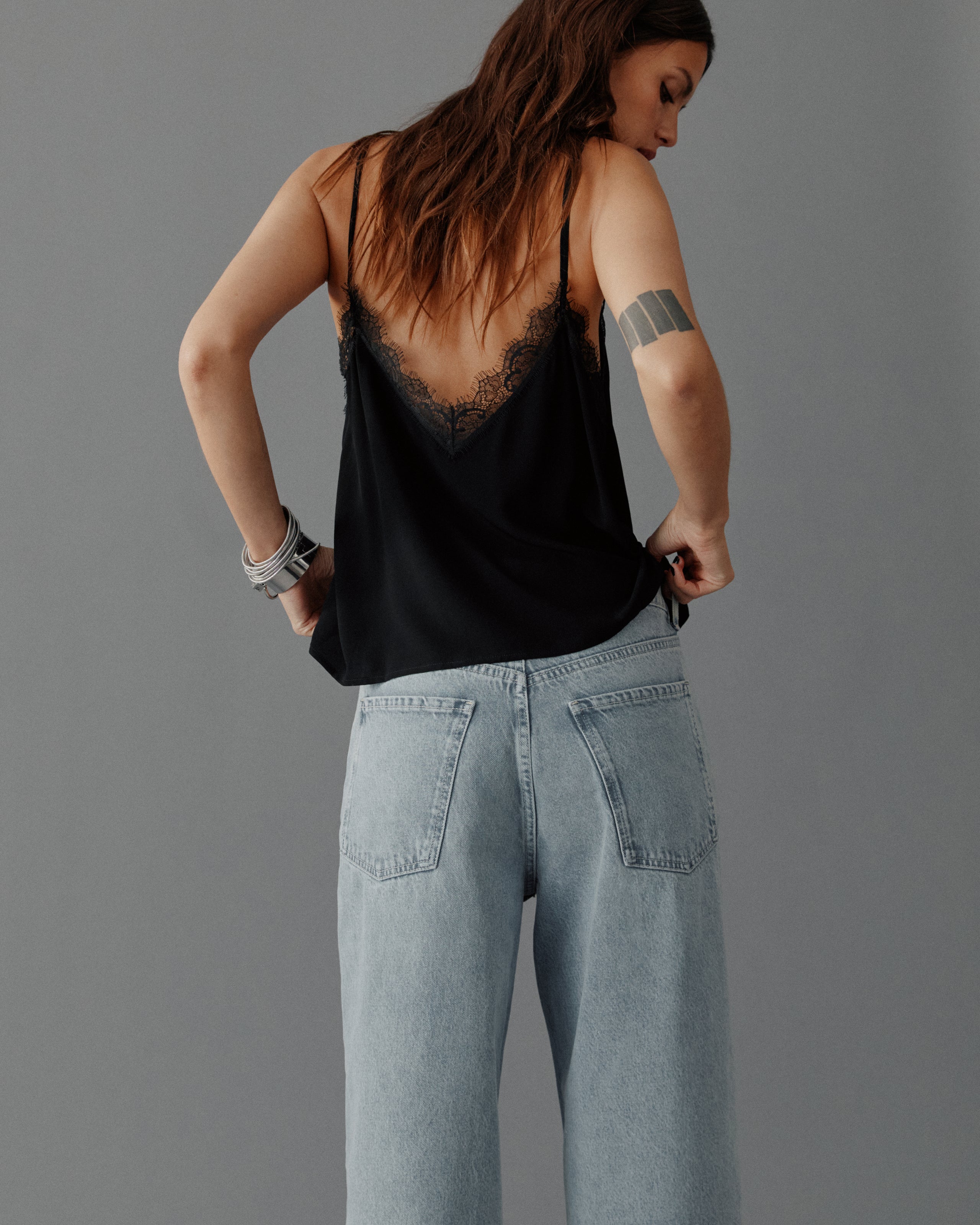 The Black Laced Slip Top