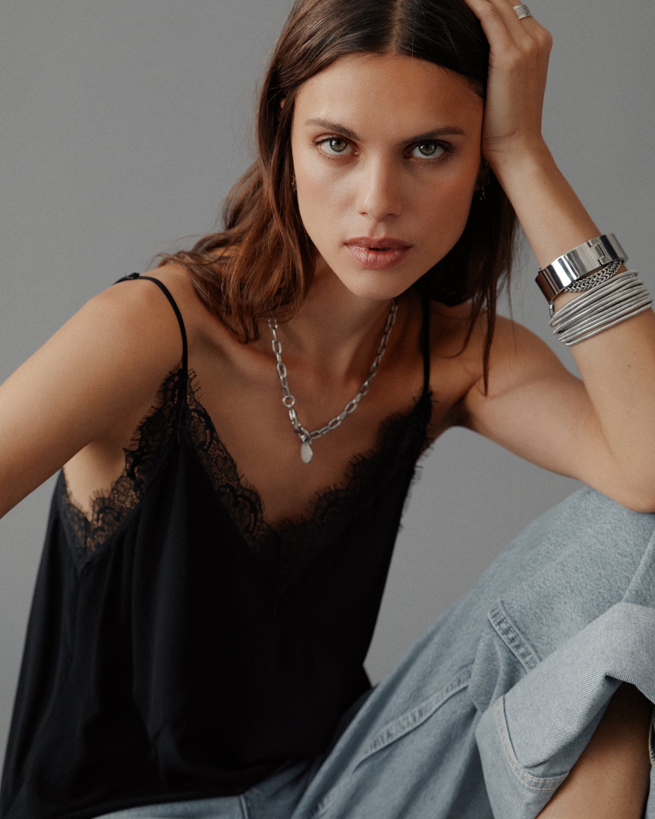 The Black Laced Slip Top
