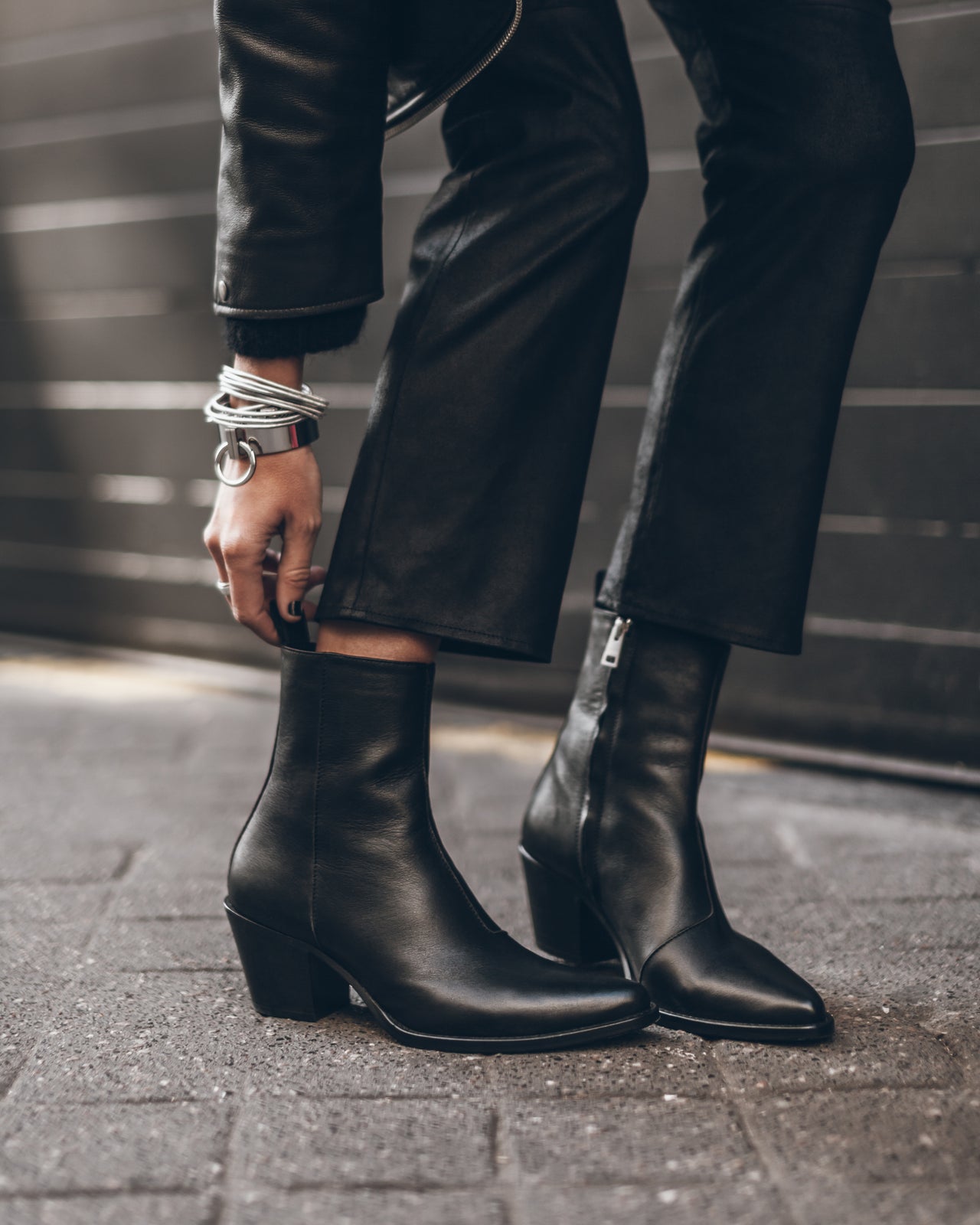 The Black Leather Ankle Boots
