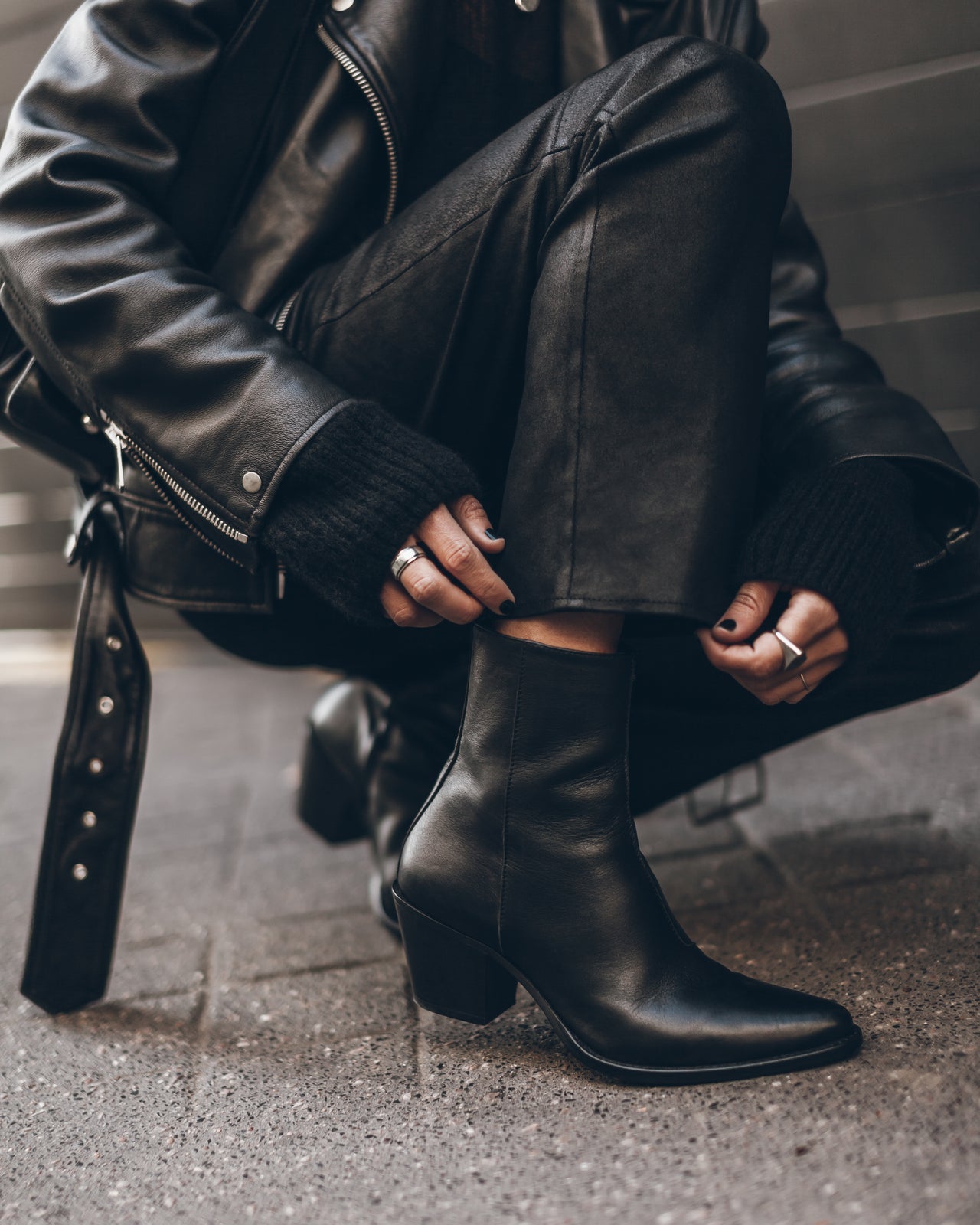 The Black Leather Ankle Boots