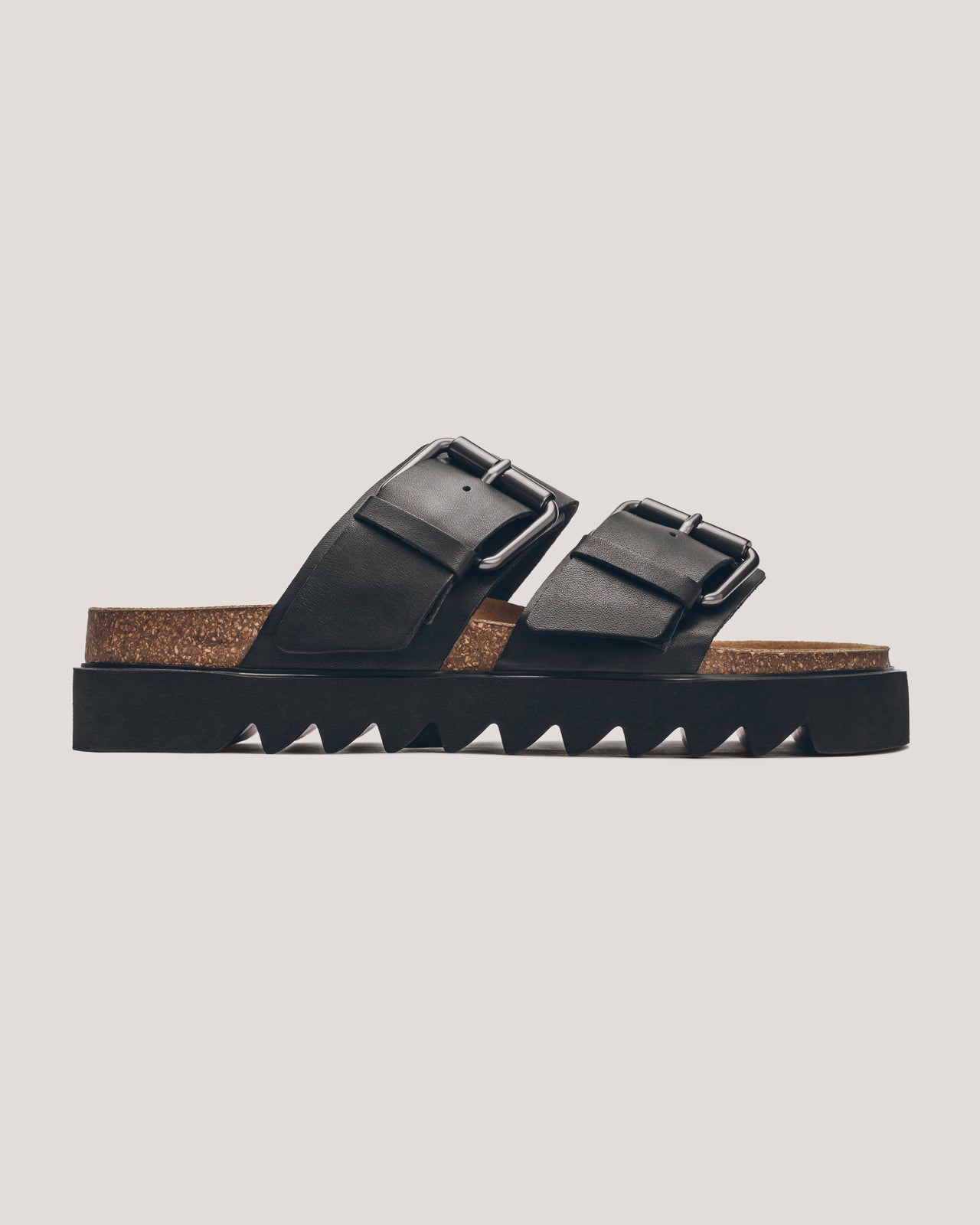The Black Leather Buckle Sandals
