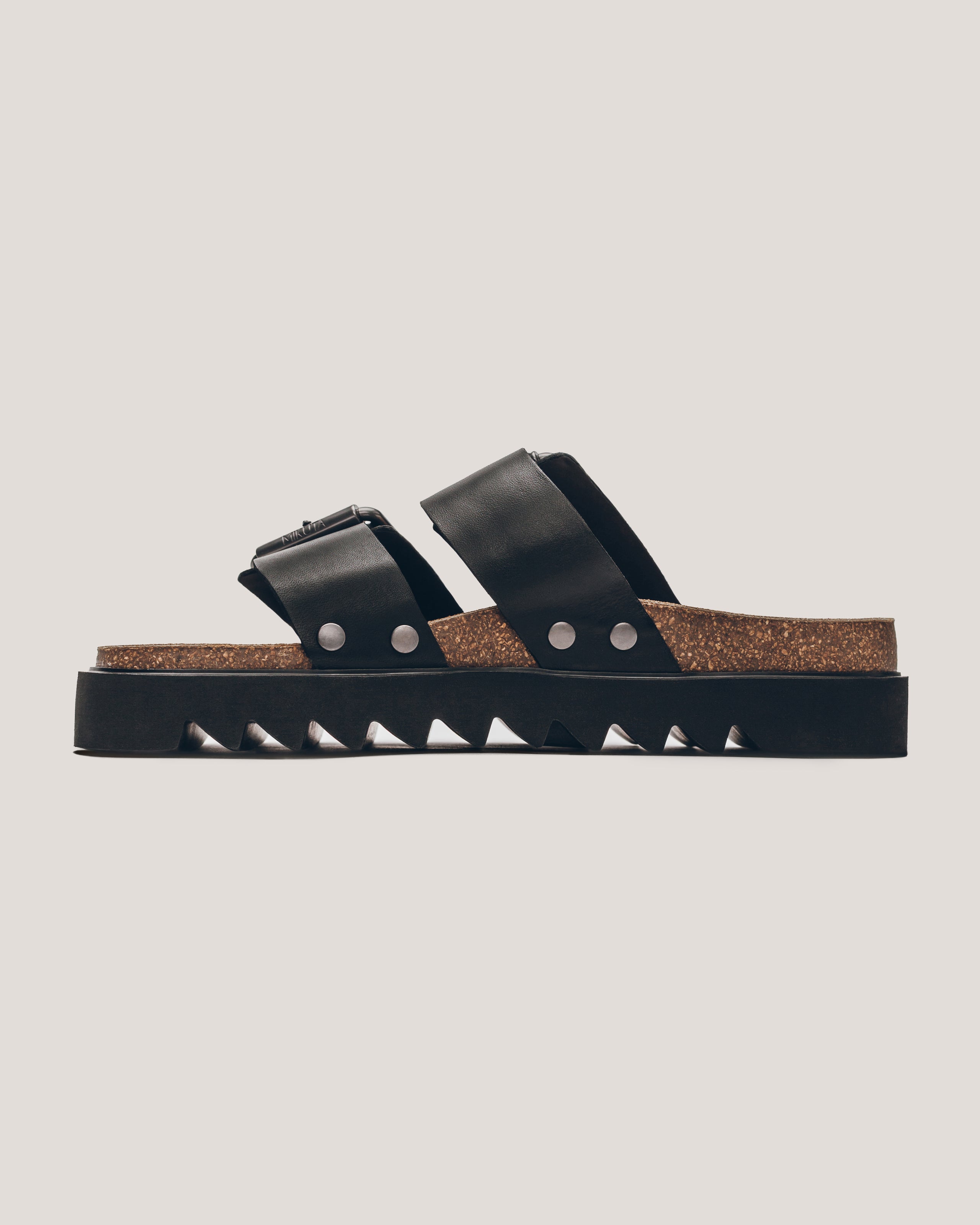 The Black Leather Buckle Sandals