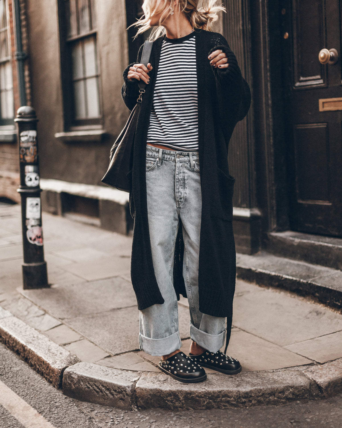 The Black Long Cotton Cardigan