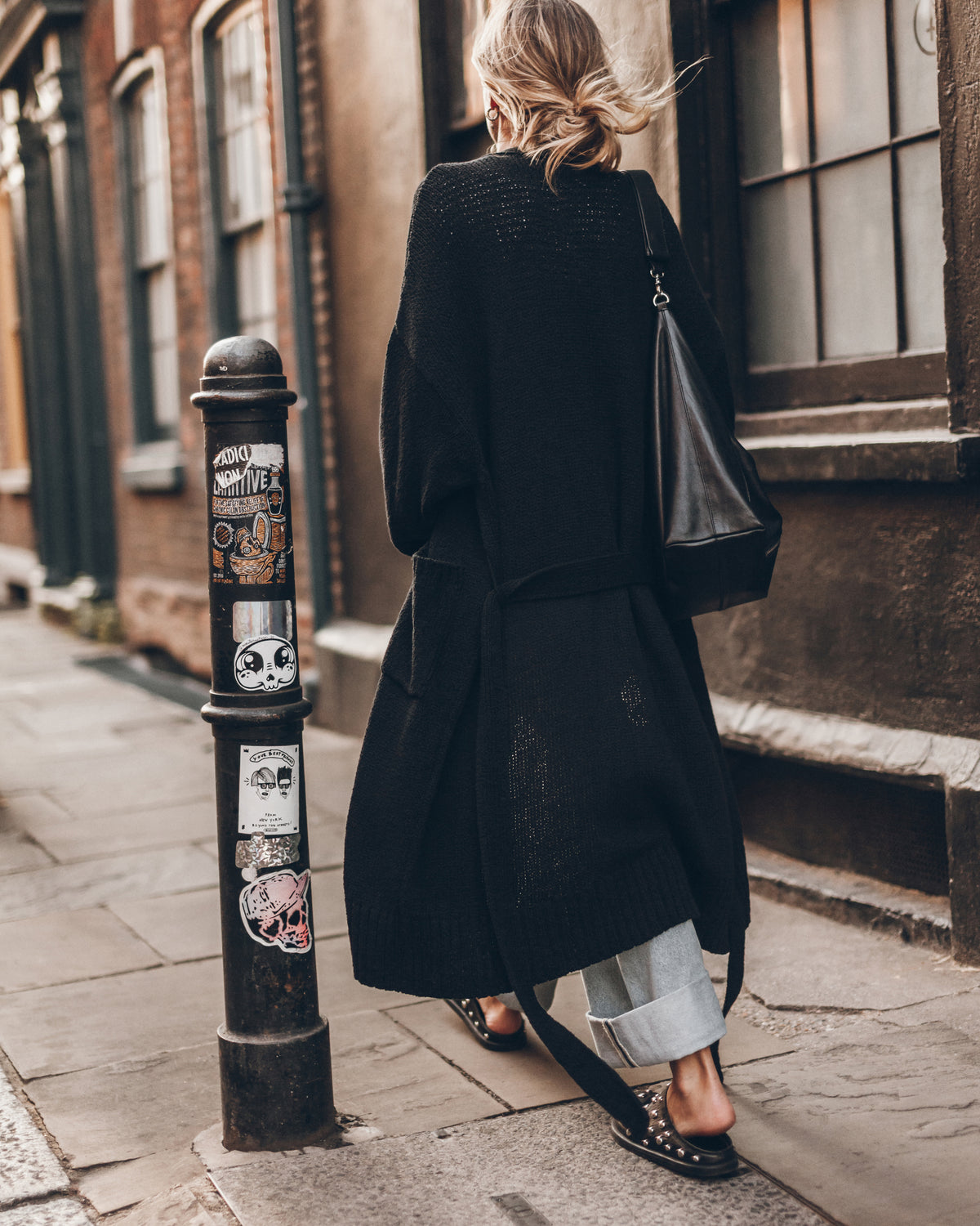 The Black Long Cotton Cardigan