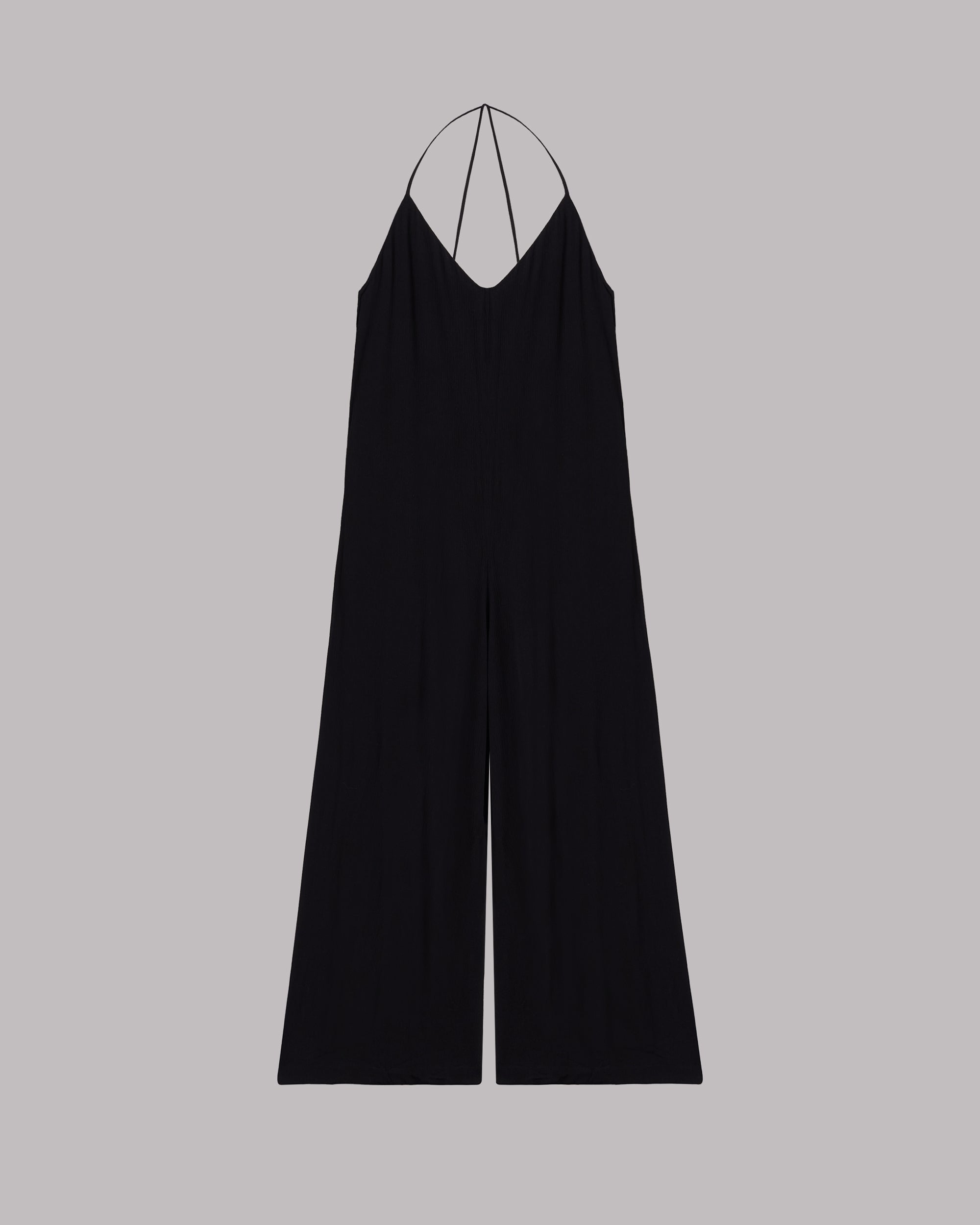 The Black Long Crinkle Jumpsuit