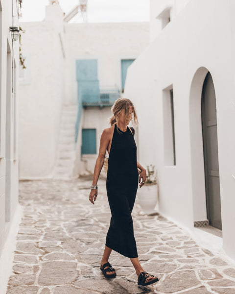 MIKUTA | The Black Halter Long Knit Dress | Designer Clothes & Apparel | L | DRESSES