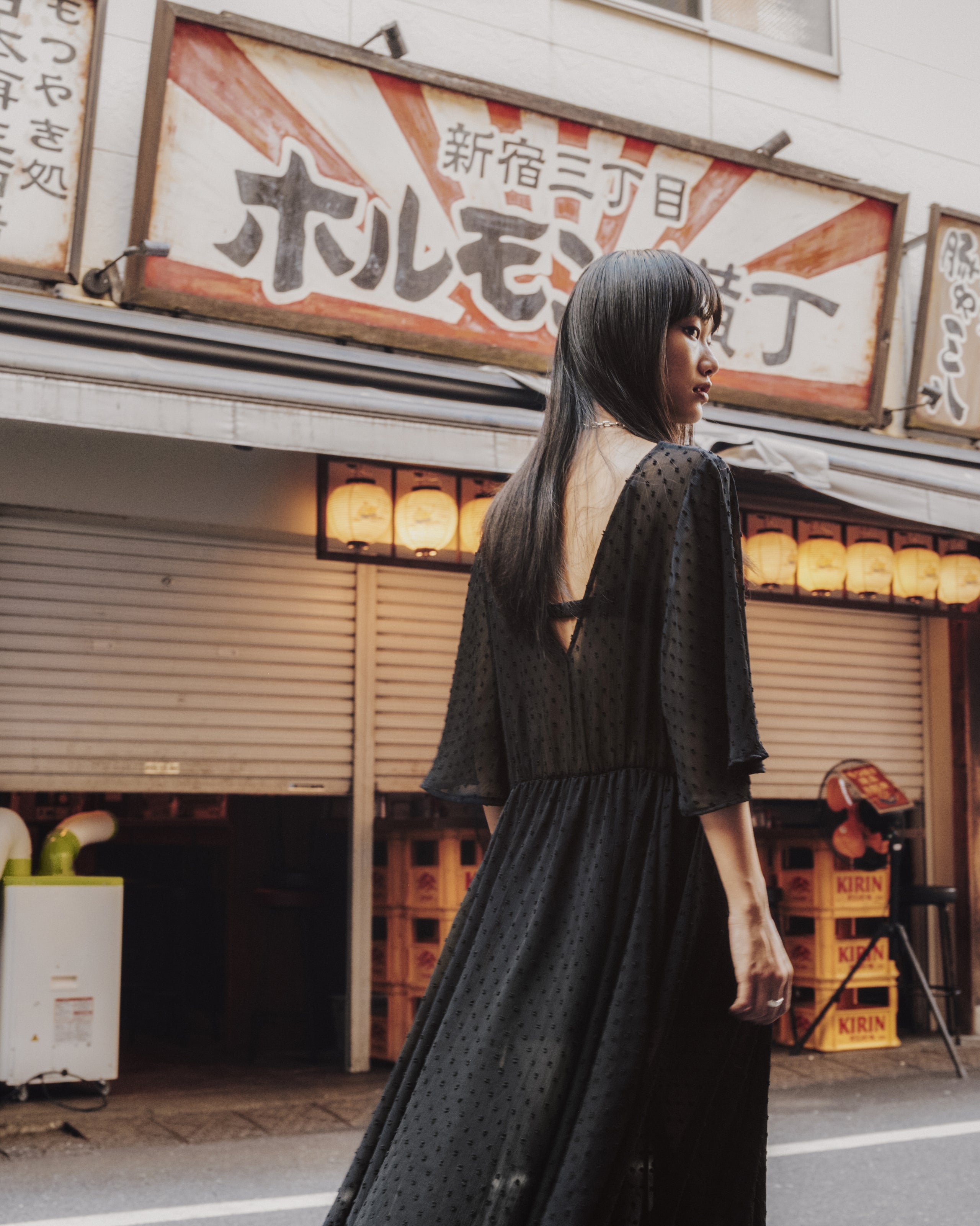 The Black Long Ruffle Dress