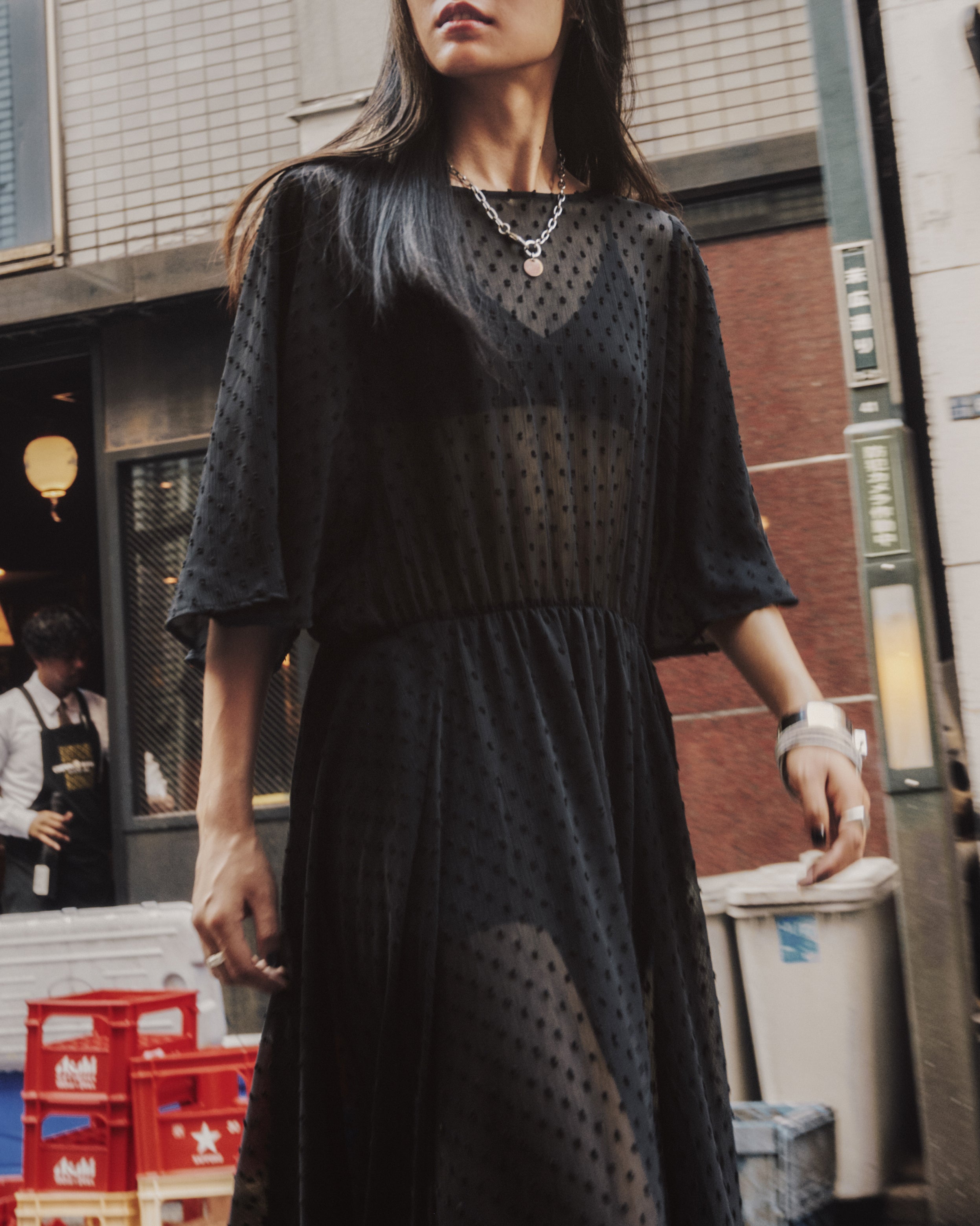 The Black Long Ruffle Dress