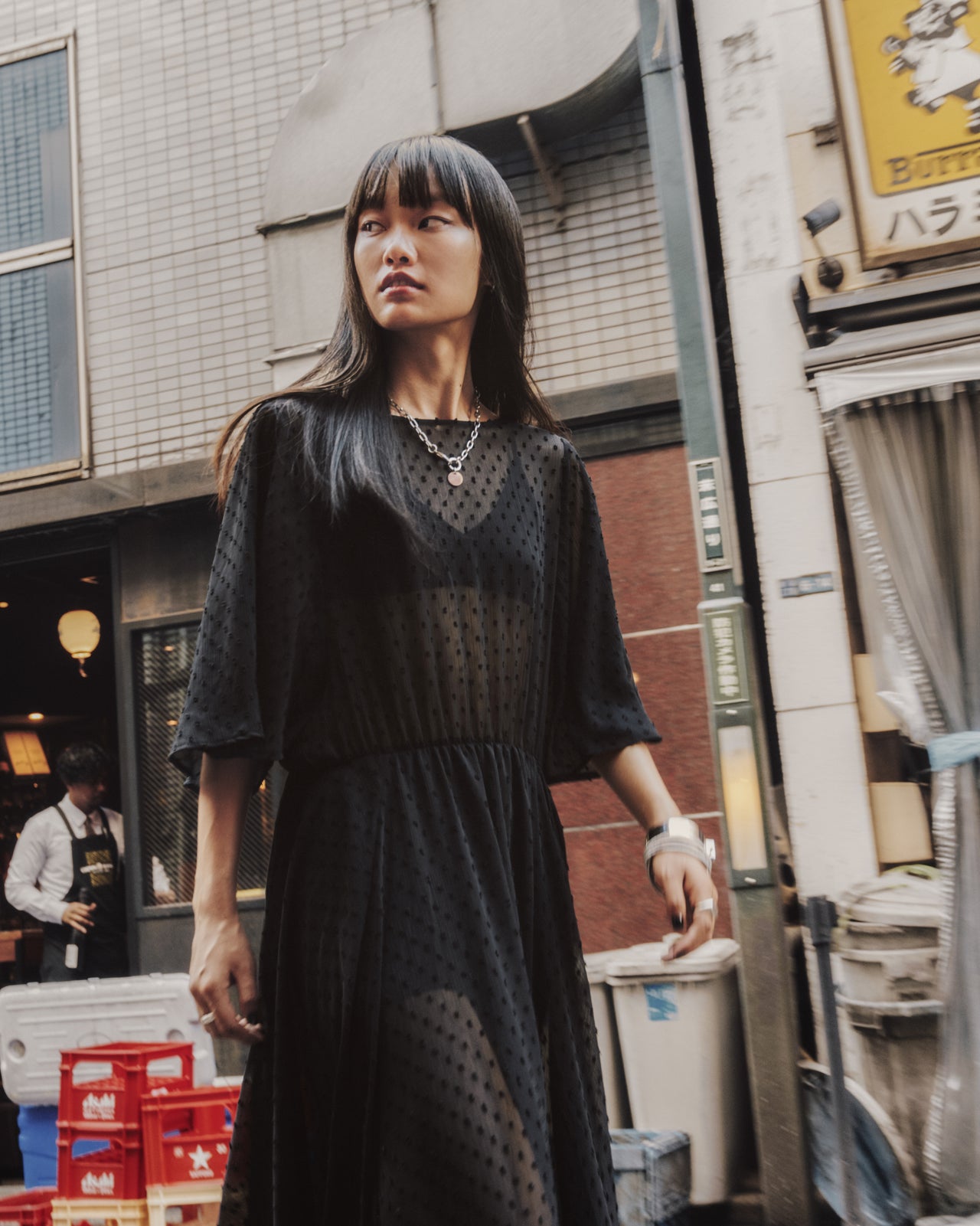 The Black Long Ruffle Dress