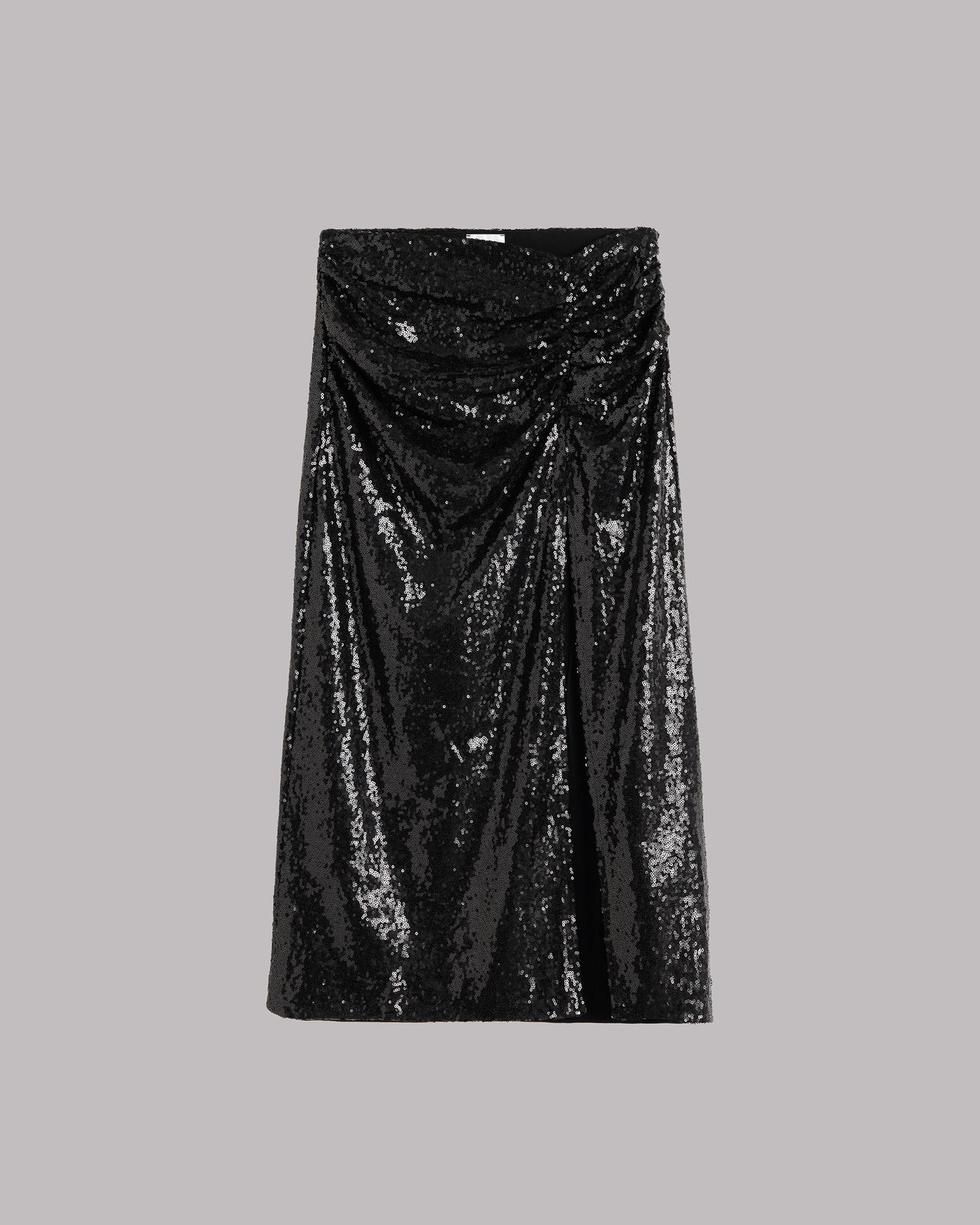 The Black Long Slit Sequin Skirt