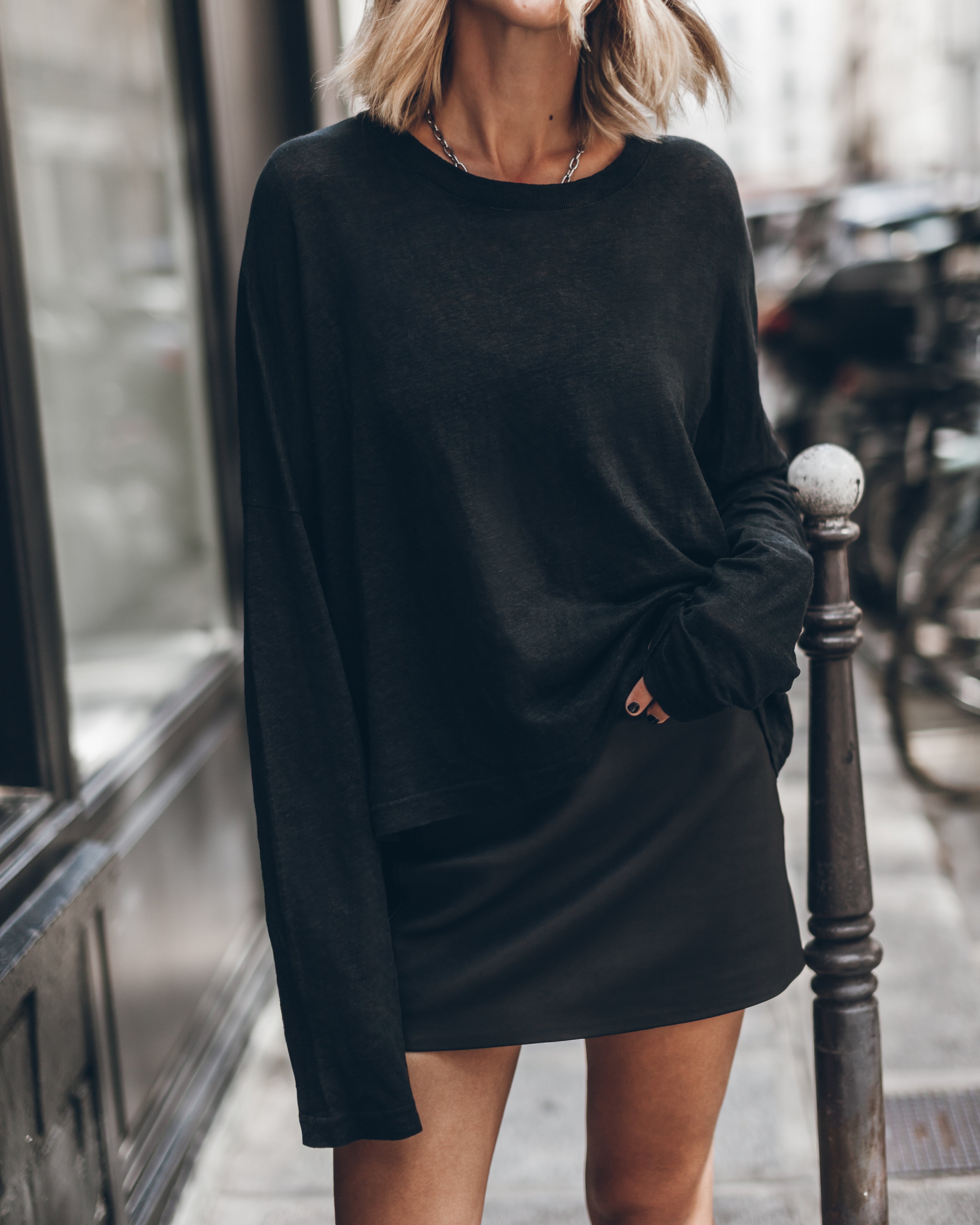 MIKUTA | The Black Loose Linen Longsleeve M MIKUTA | The Black Loose Linen Longsleeve M
